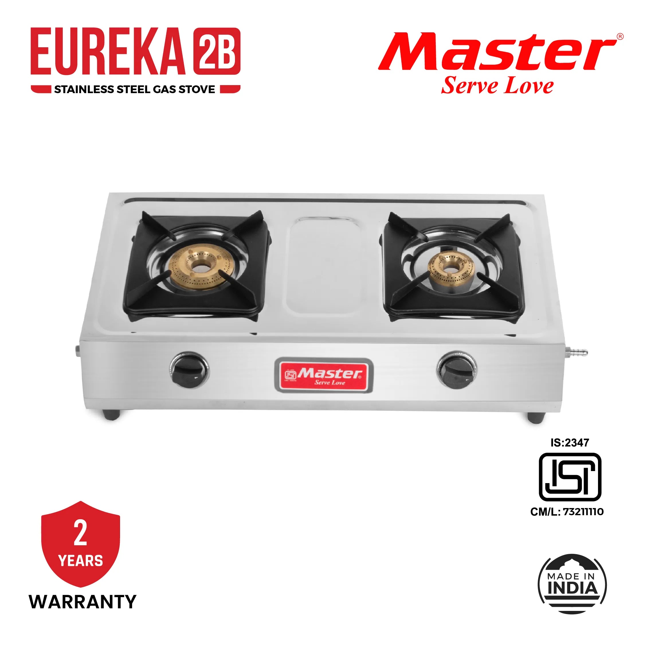 Eureka 2 Burner Stainless Steel Gas Stove - Master