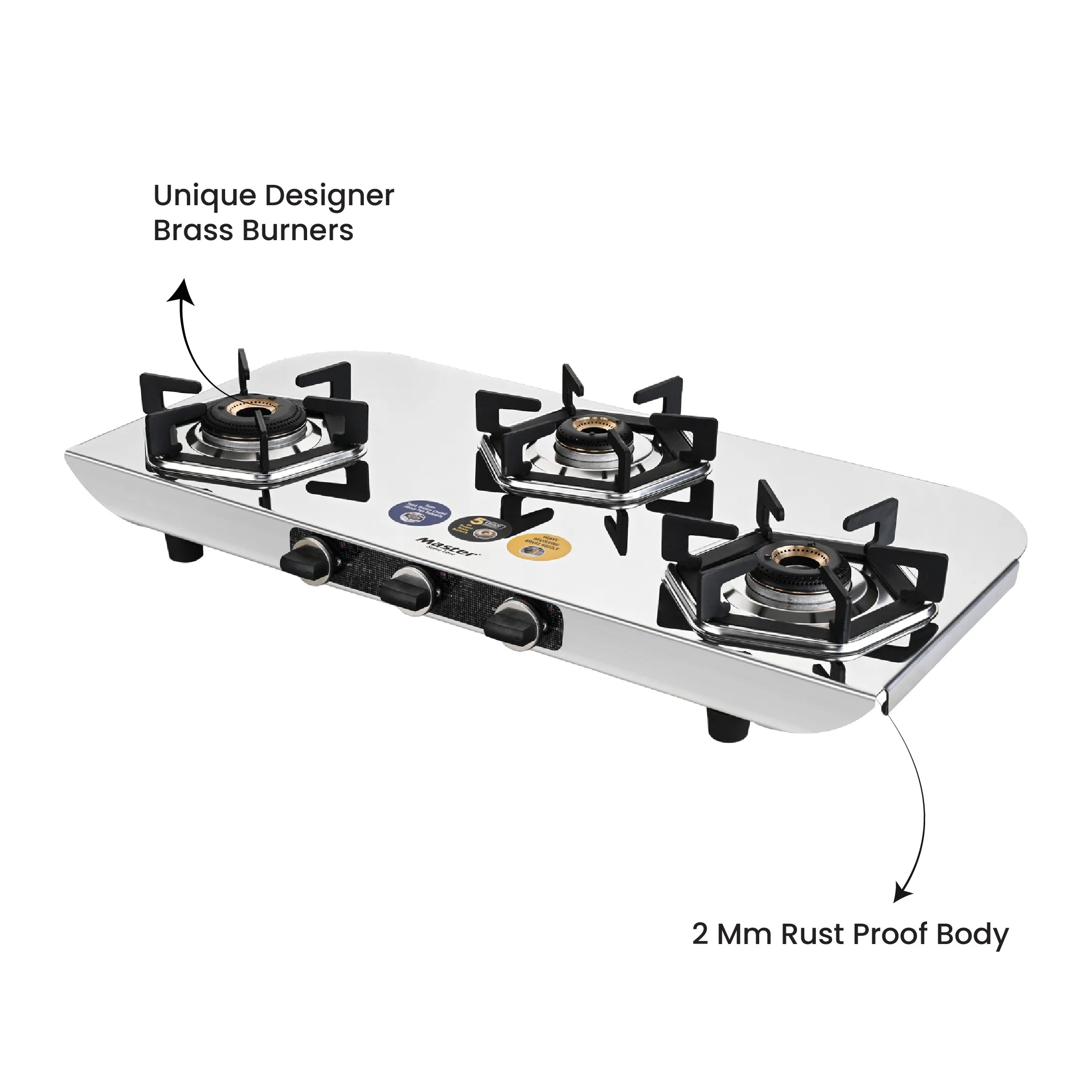Hexa 3 Burner Jumbo Stainless Steel Gas Stove - Master