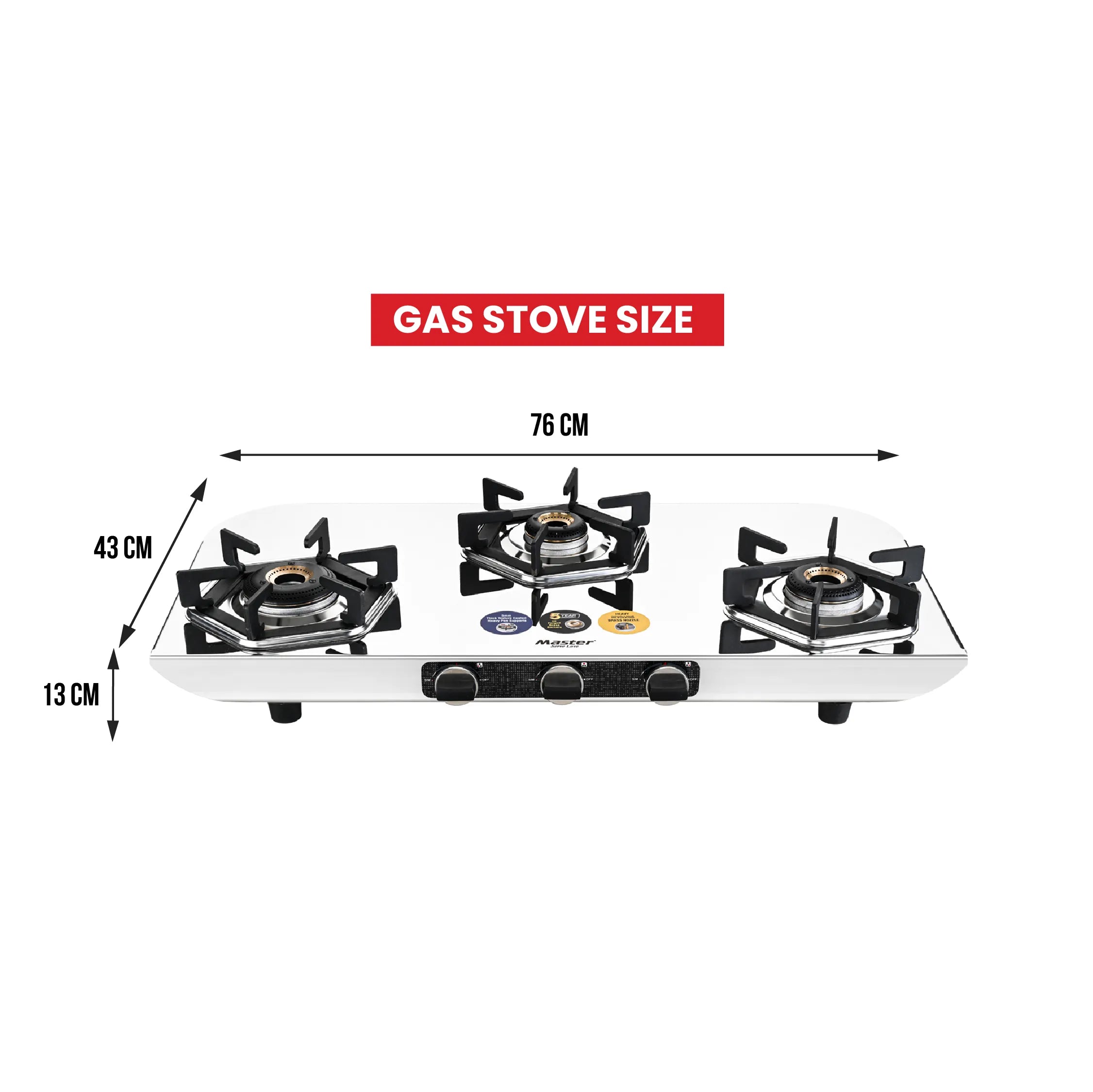 Hexa 3 Burner Jumbo Stainless Steel Gas Stove - Master