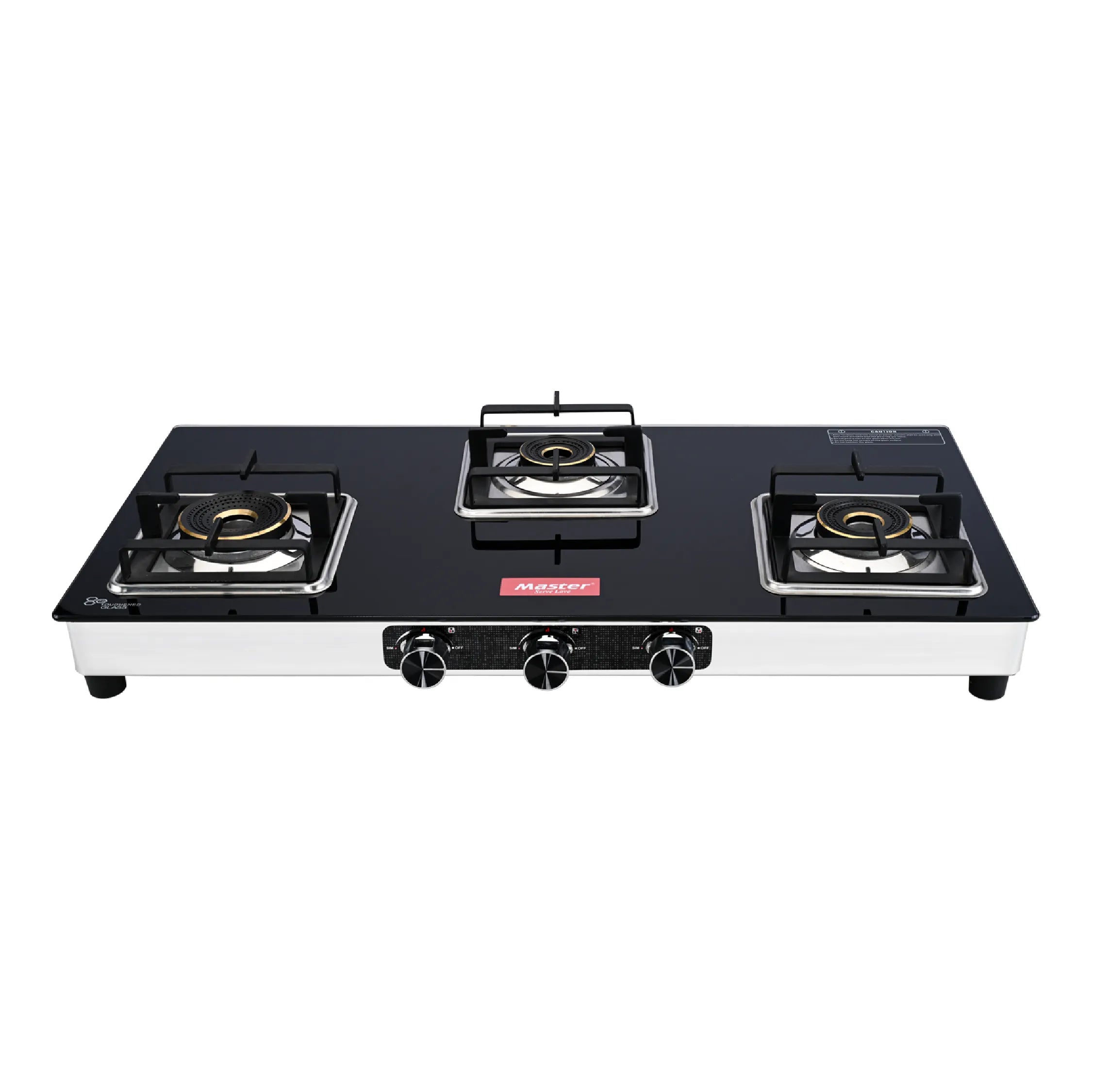 Quadro 3 Burner Jumbo Glass Top Gas Stove - Master