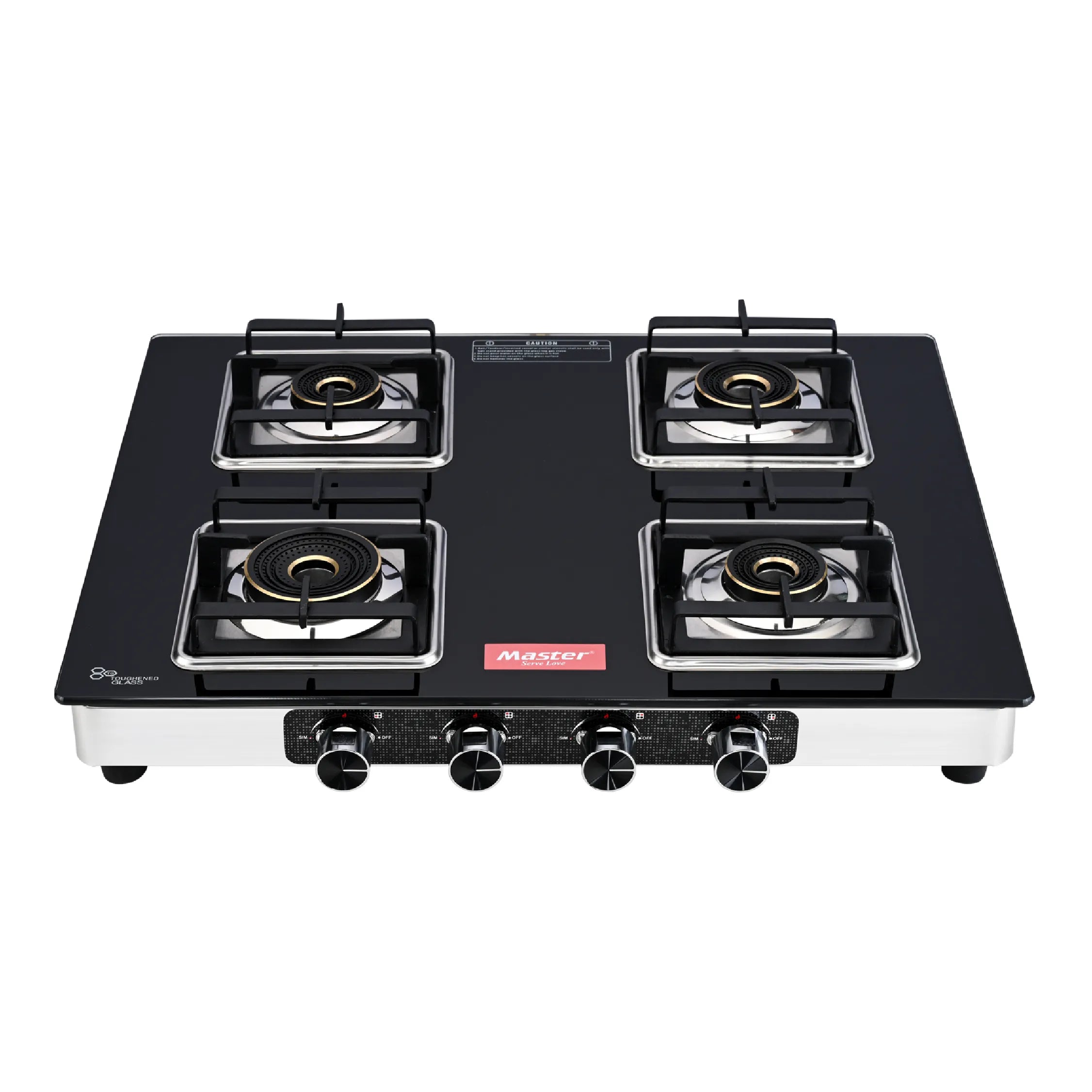 Quadro 4 Burner Jumbo Glass Top Gas Stove - Master