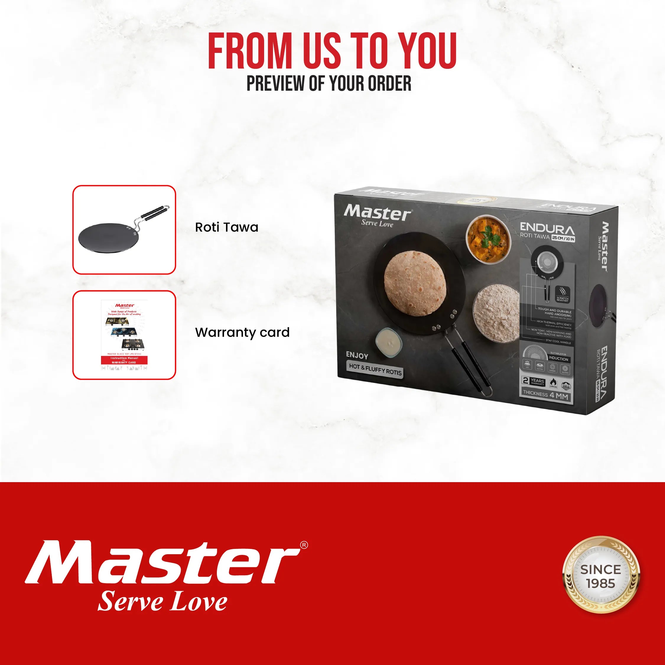 Endura 25cm Hard Anodized Roti Tawa - Induction Base - Master