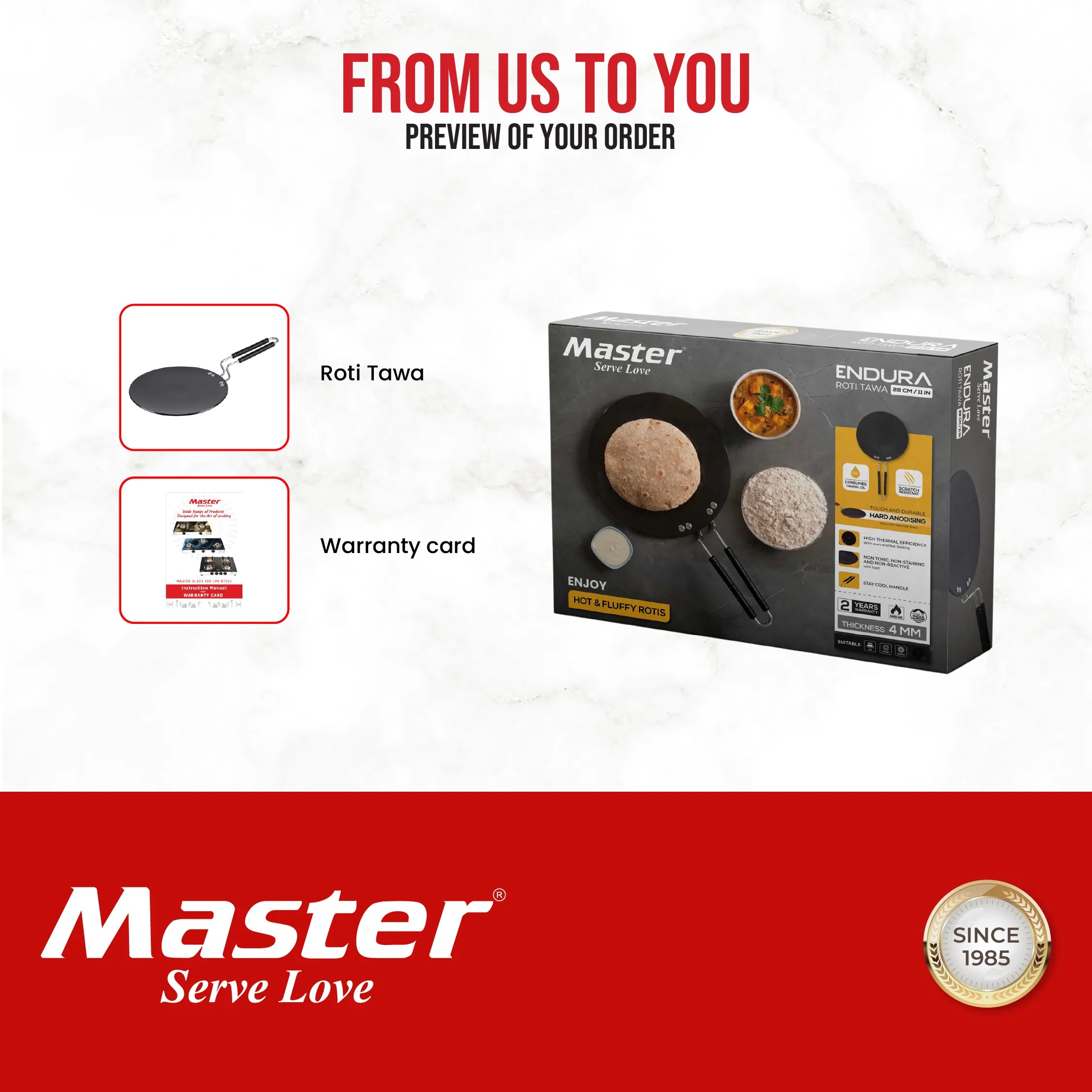 Endura 28cm Hard Anodized Roti Tawa - Master
