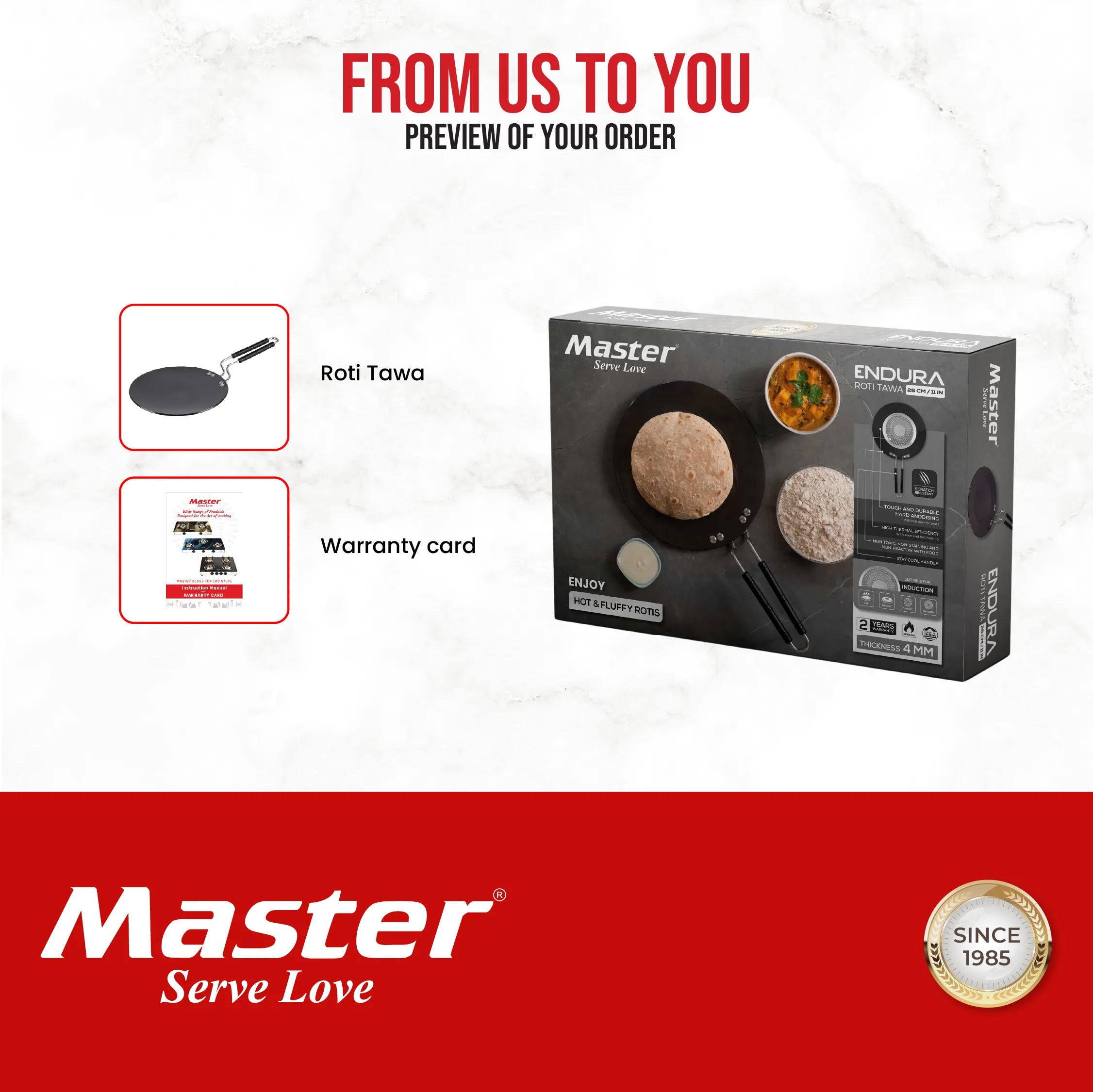 Endura 28cm Hard Anodized Roti Tawa - Induction Base - Master