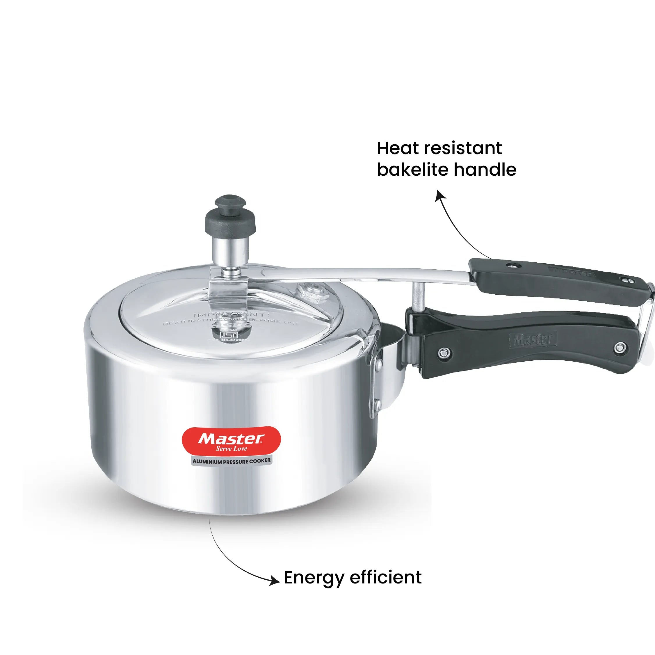 Secura 2L Aluminium Inner Lid Pressure Cooker - Induction Base - Master