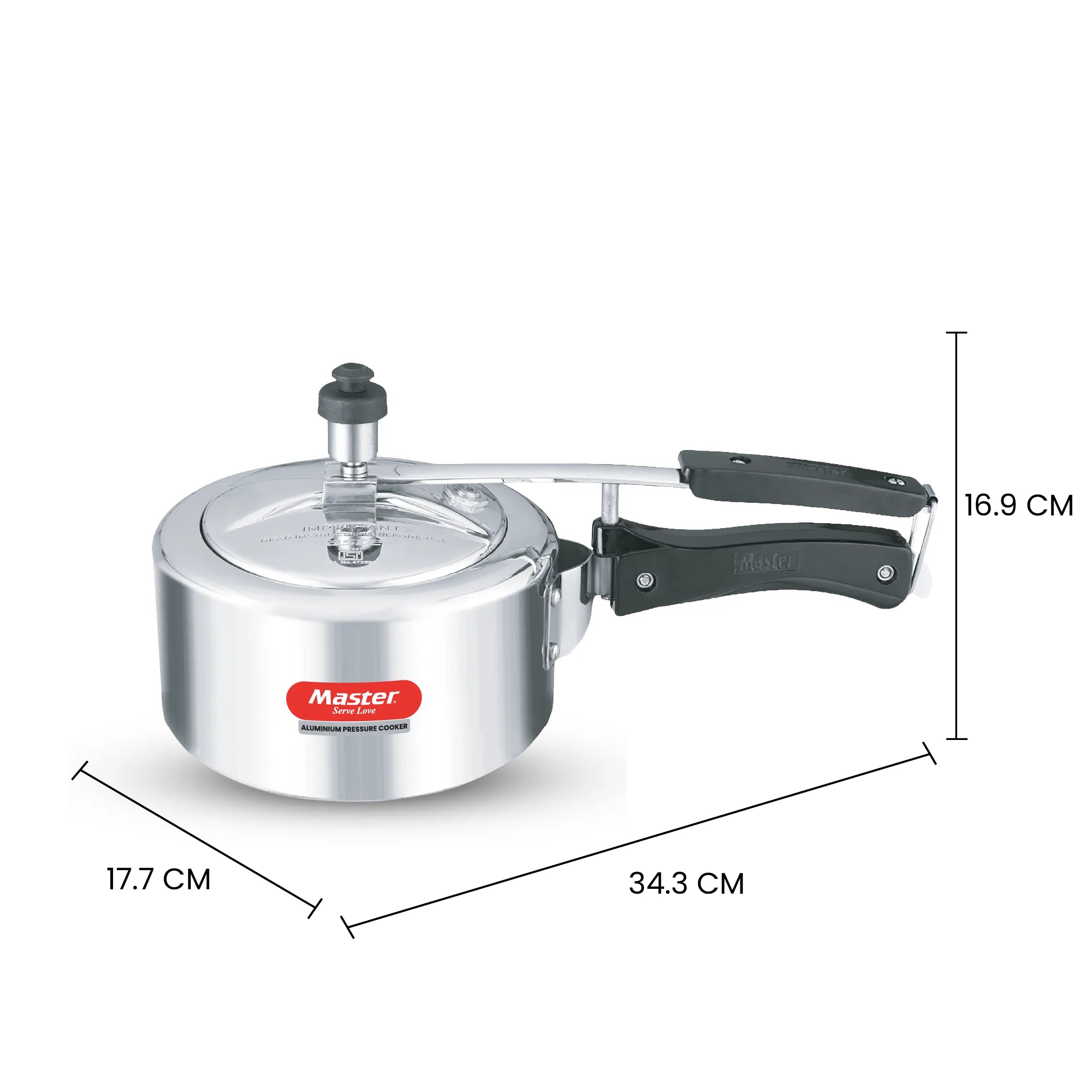 Secura 2L Aluminium Inner Lid Pressure Cooker - Induction Base - Master