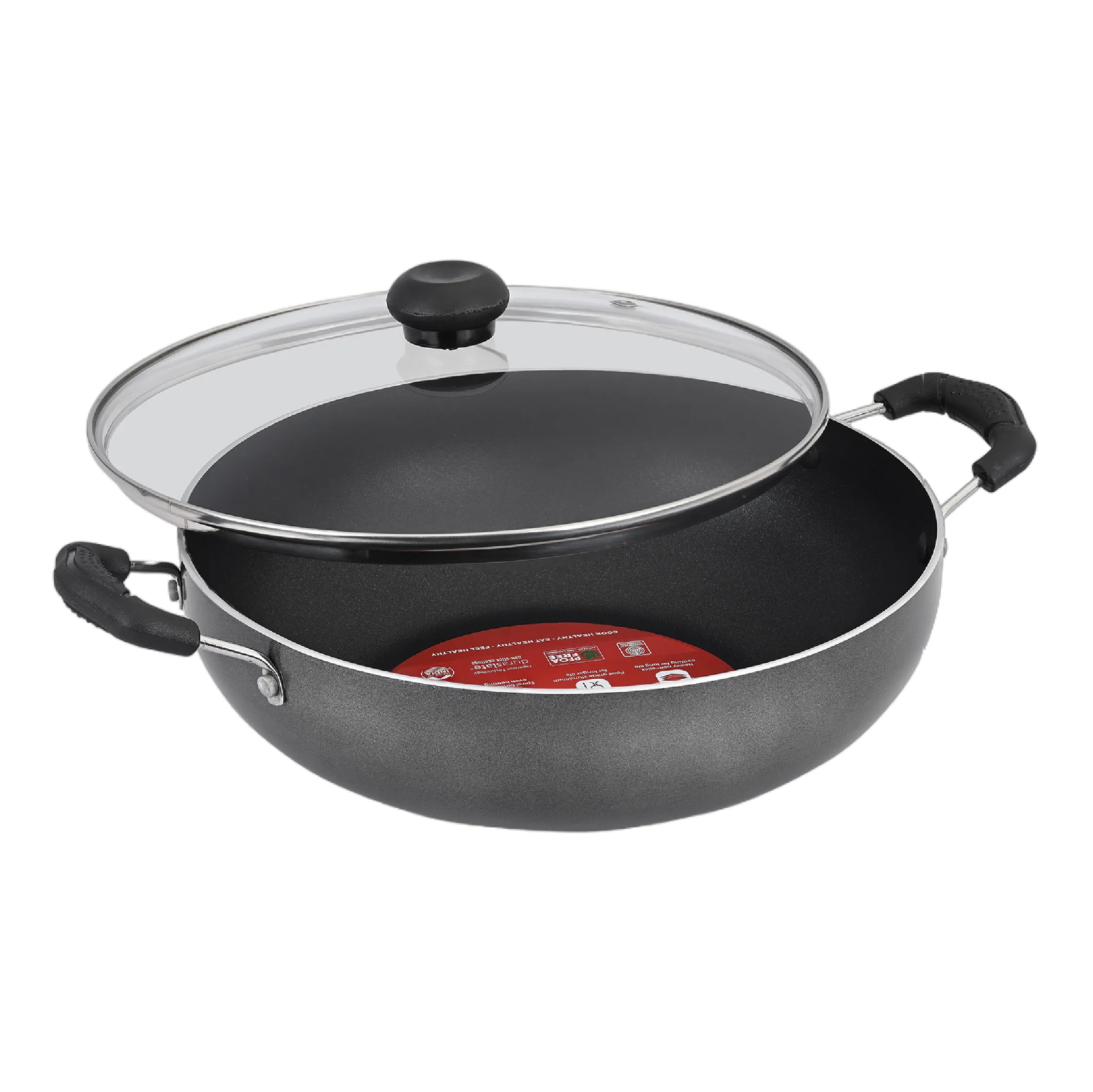 Superior 24 cm Deep Kadhai with Glass Lid - Induction Base - Master