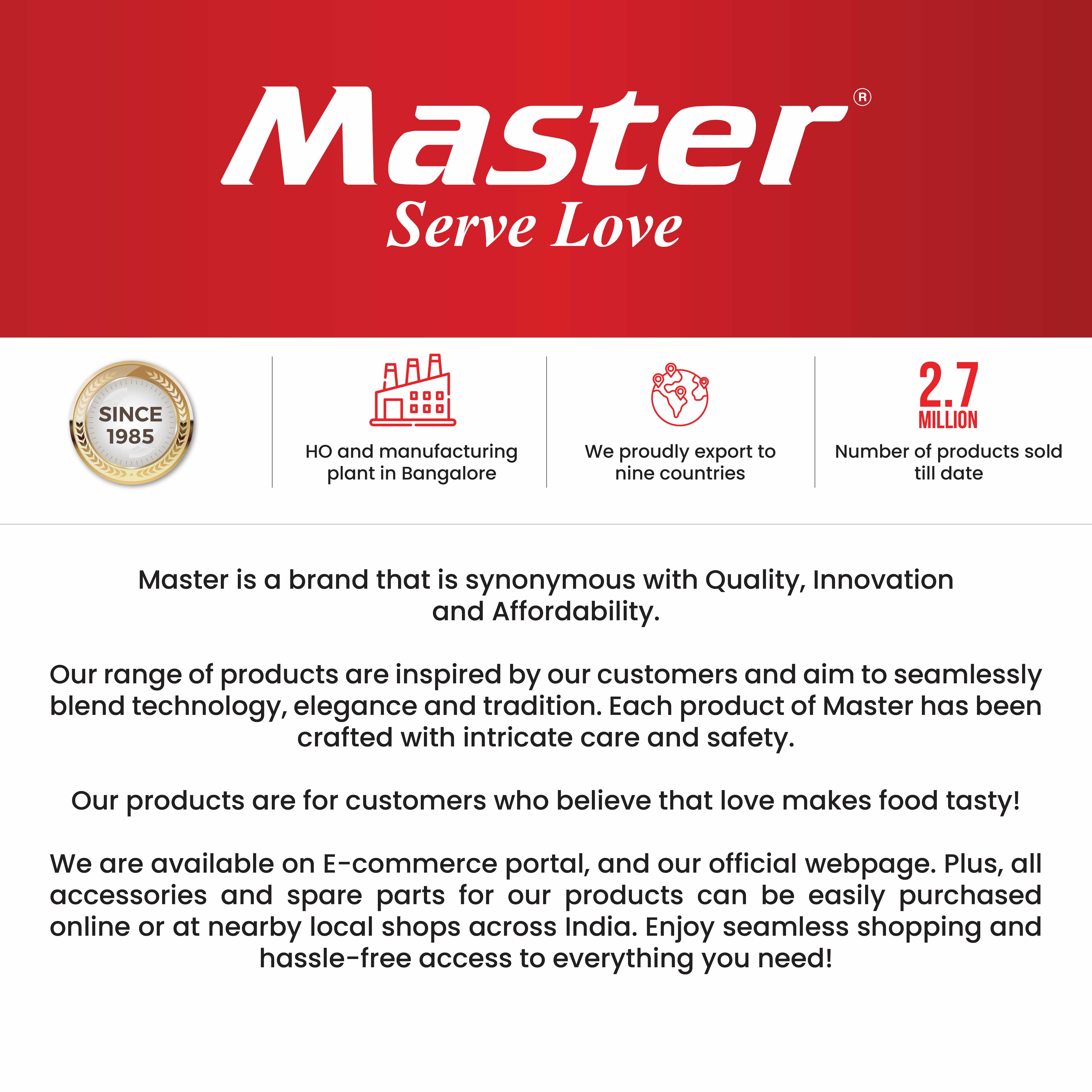 Smart Stainless Steel Outer Lid Pressure Cooker Combo - 3L + 2L Pan - Induction Base - Master