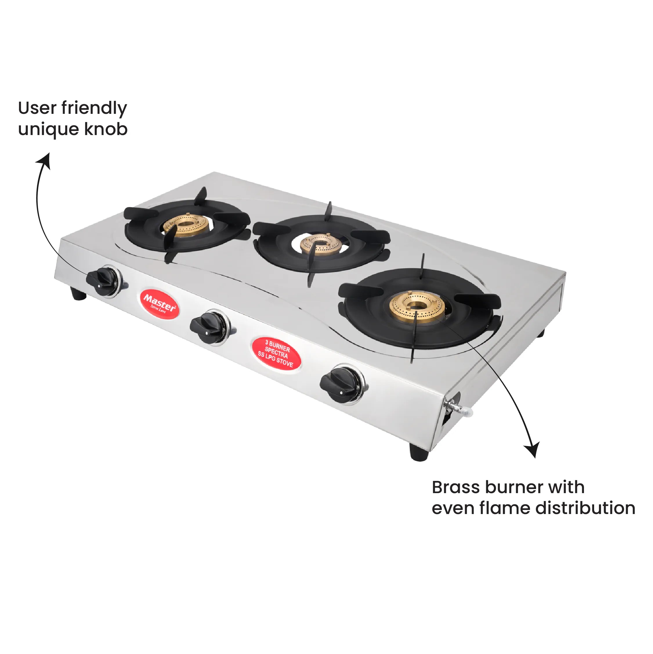 Spectra 3 Burner Jumbo Stainless Steel Gas Stove - Master