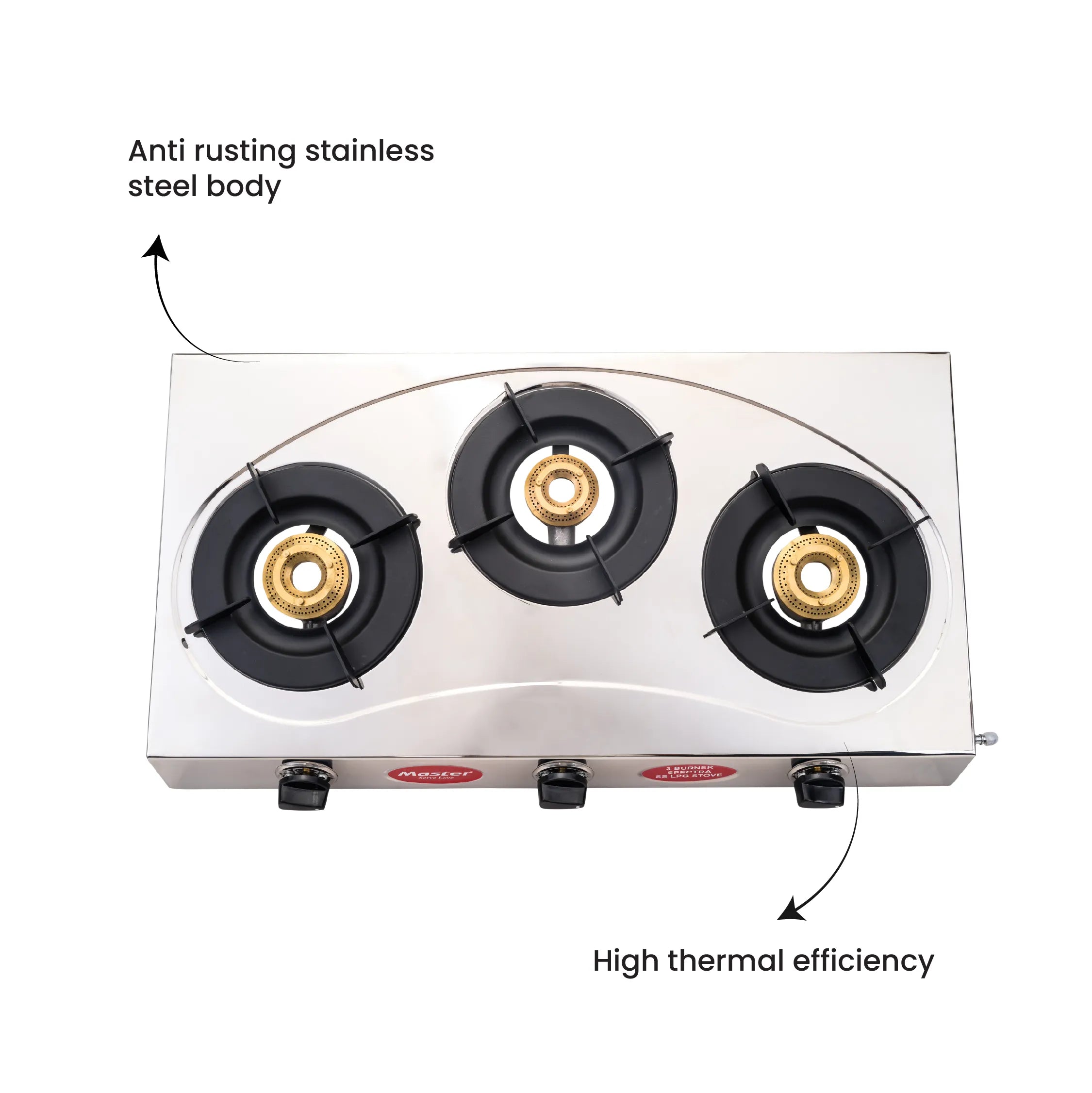 Spectra 3 Burner Jumbo Stainless Steel Gas Stove - Master