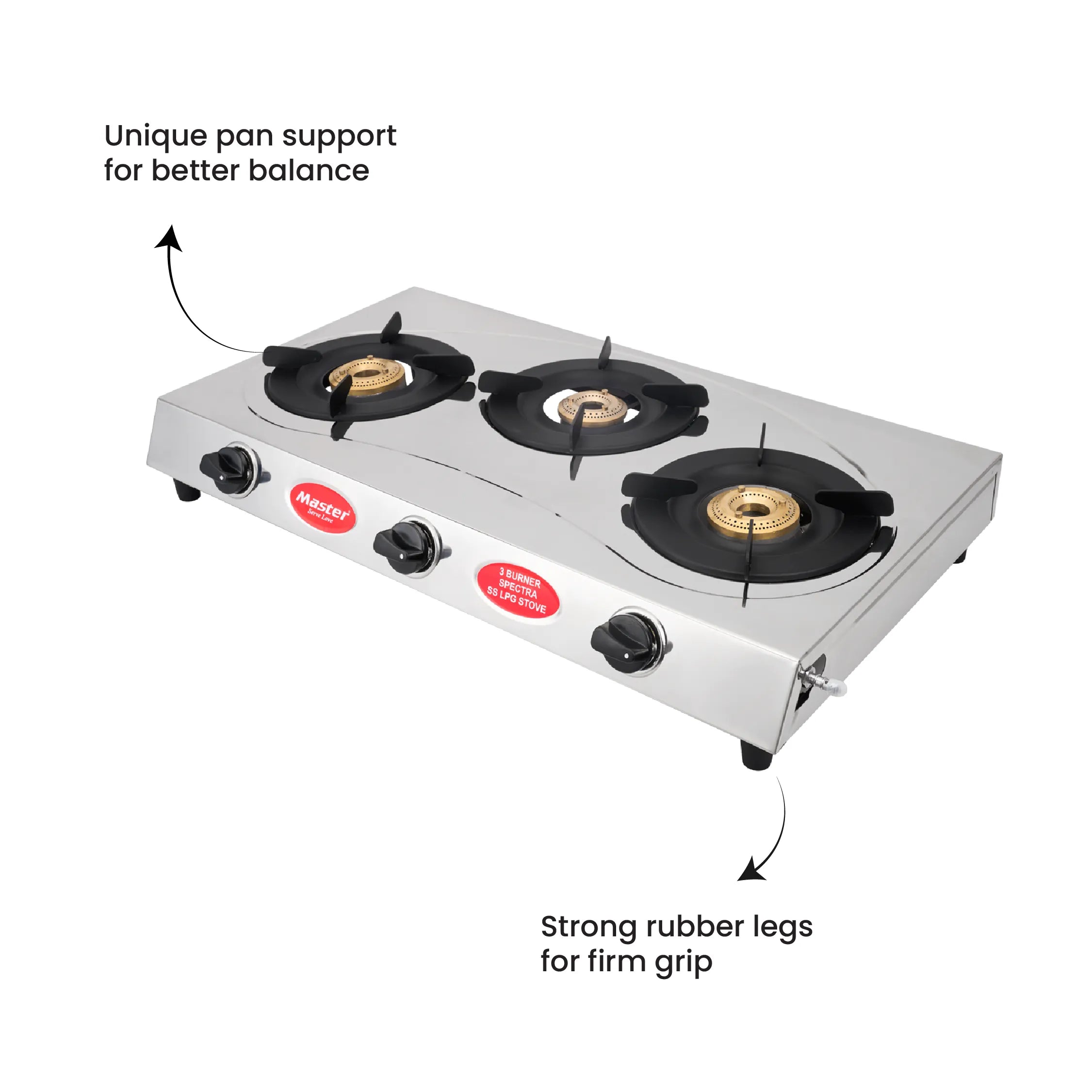 Spectra 3 Burner Jumbo Stainless Steel Gas Stove - Master