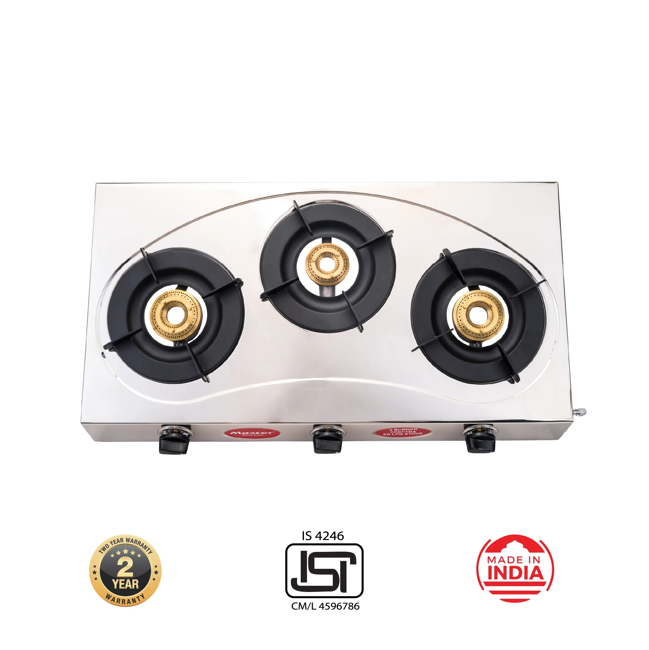 Spectra 3 Burner Jumbo Stainless Steel Gas Stove - Master