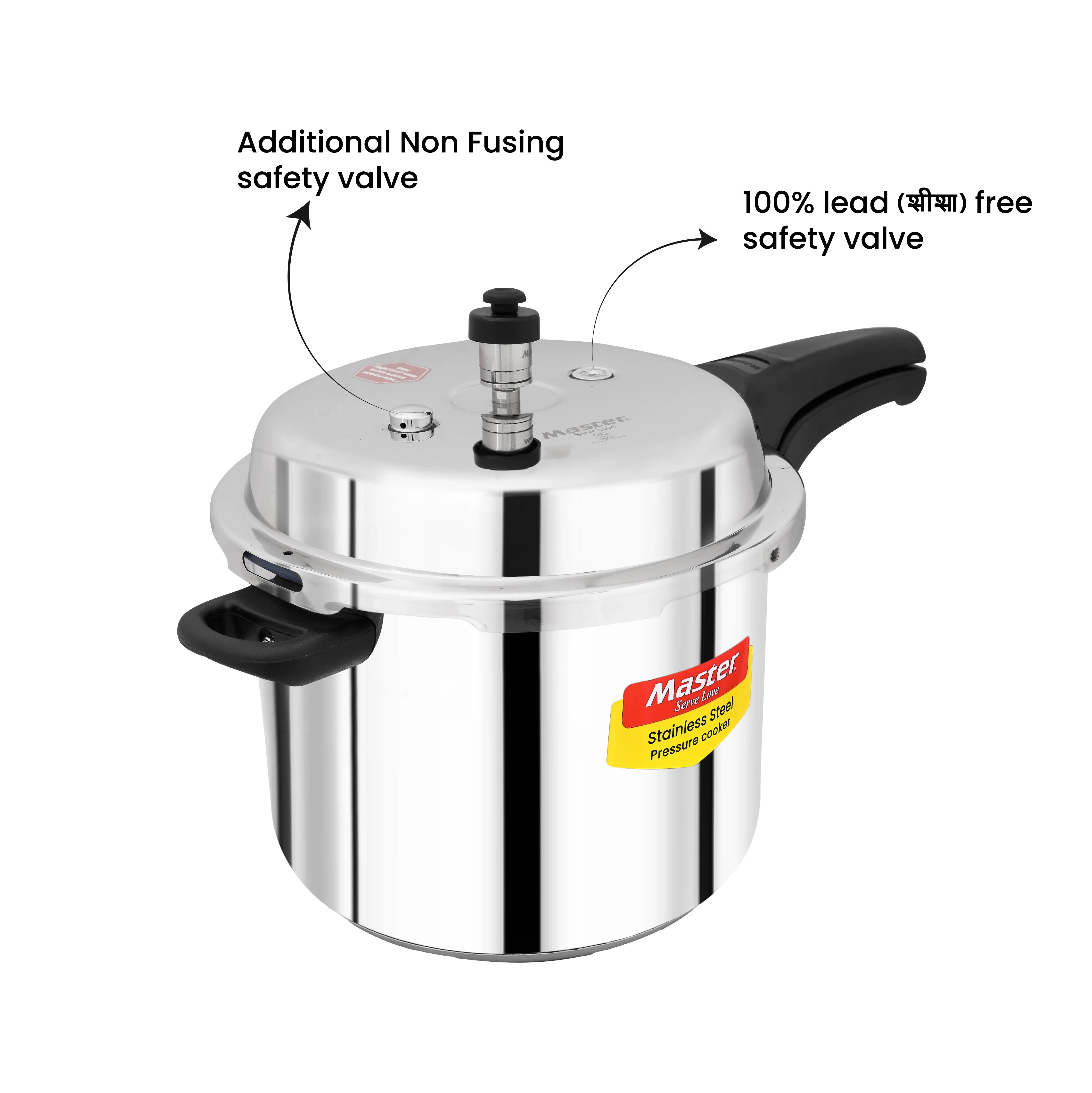 Stello 8L Stainless Steel Outer Lid Pressure Cooker - Induction Base - Master