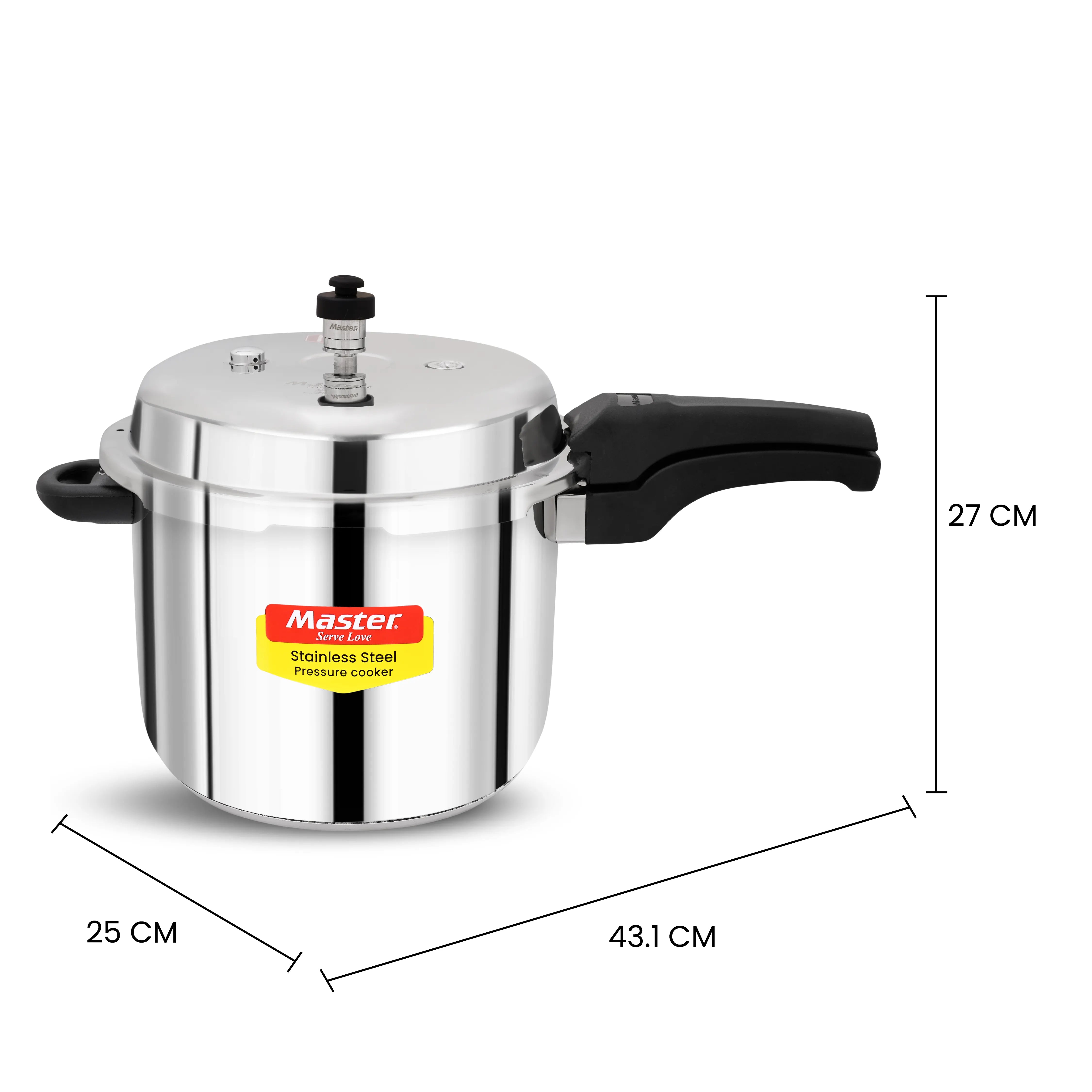 Stello 8L Stainless Steel Outer Lid Pressure Cooker - Induction Base - Master