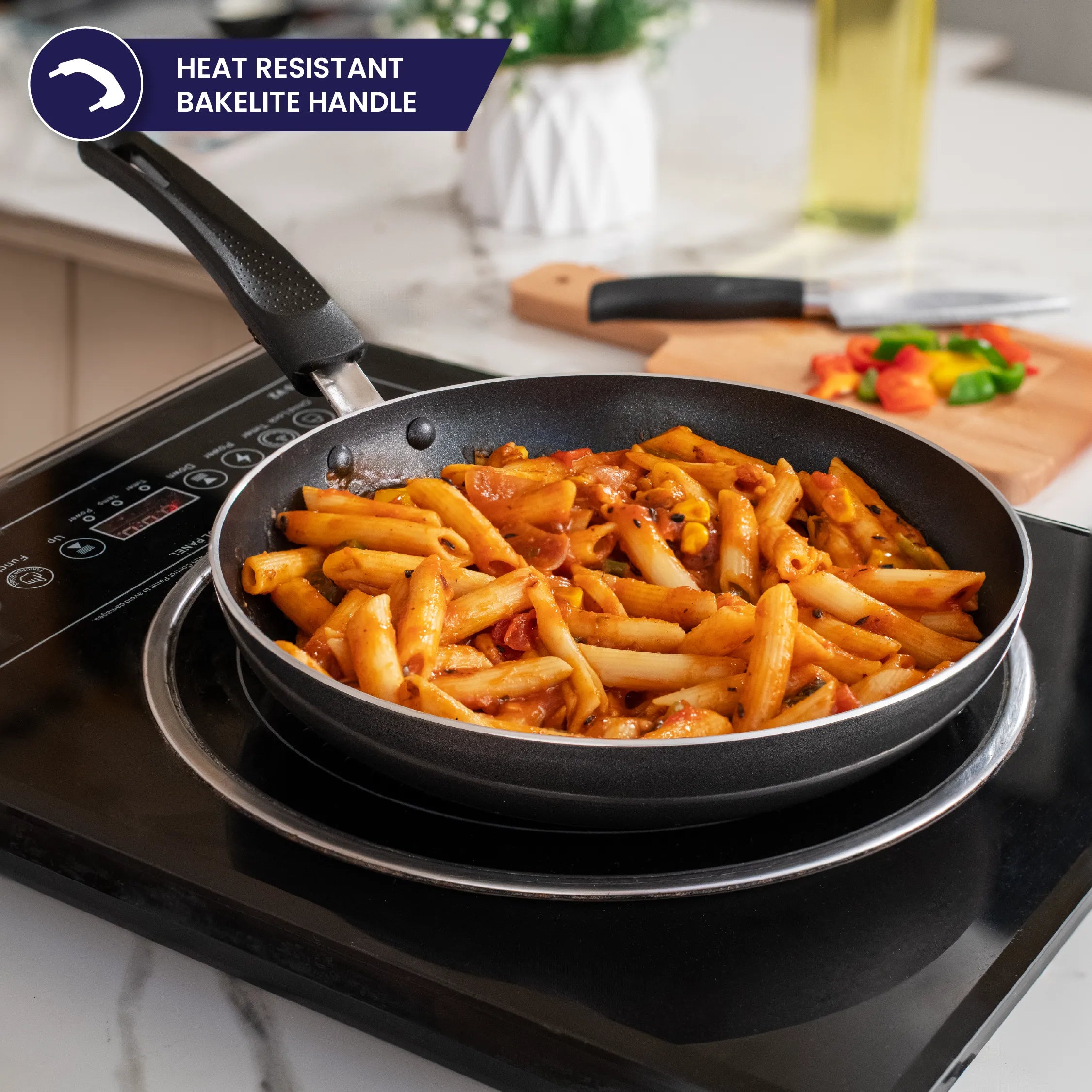 Superior Gift Set (4 pcs) - Dosa Tawa 28cm + Fry pan 24cm + Kadhai 24cm + Glass Lid - Induction Base - Master