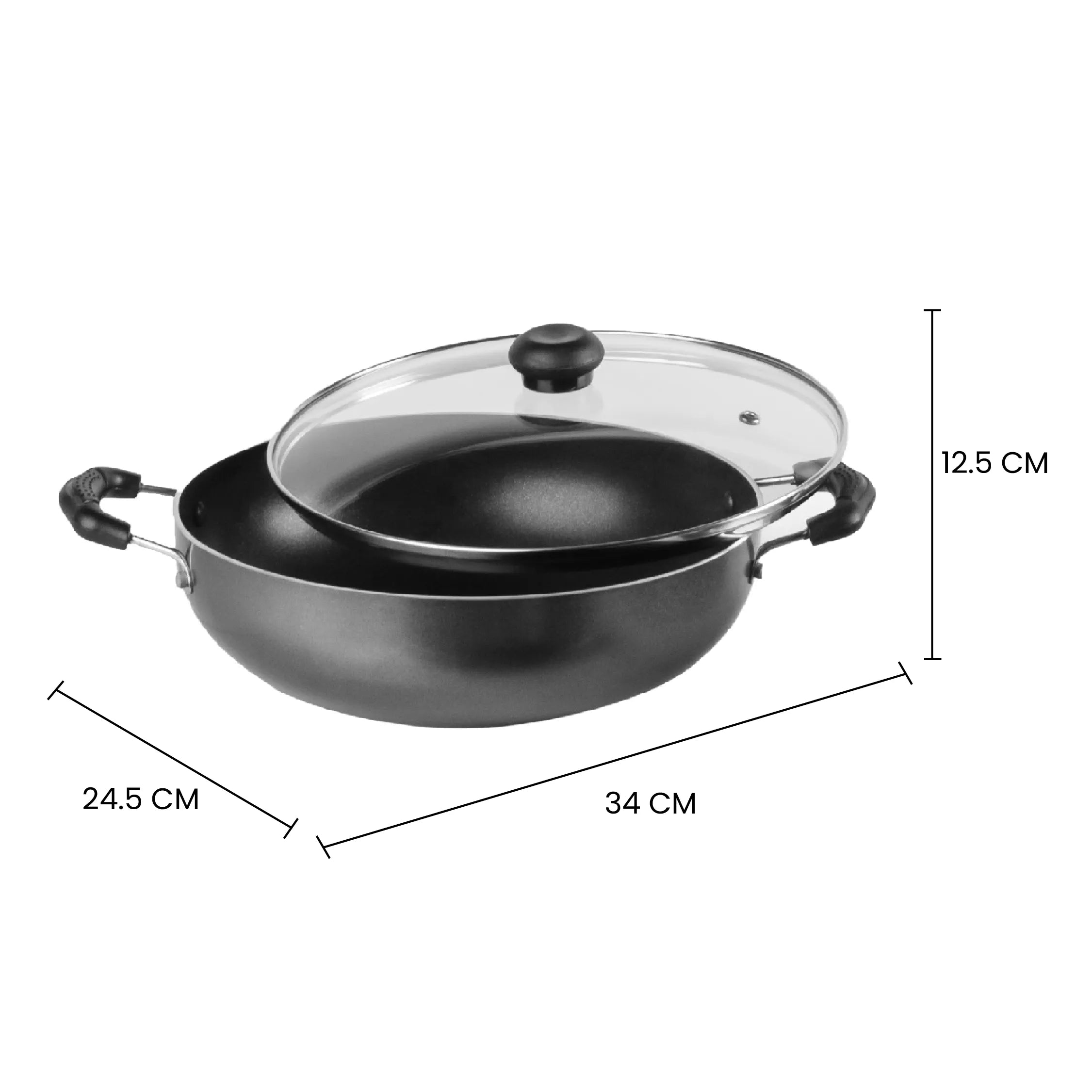 Superior Gift Set (4 pcs) - Dosa Tawa 28cm + Fry pan 24cm + Kadhai 24cm + Glass Lid - Induction Base - Master