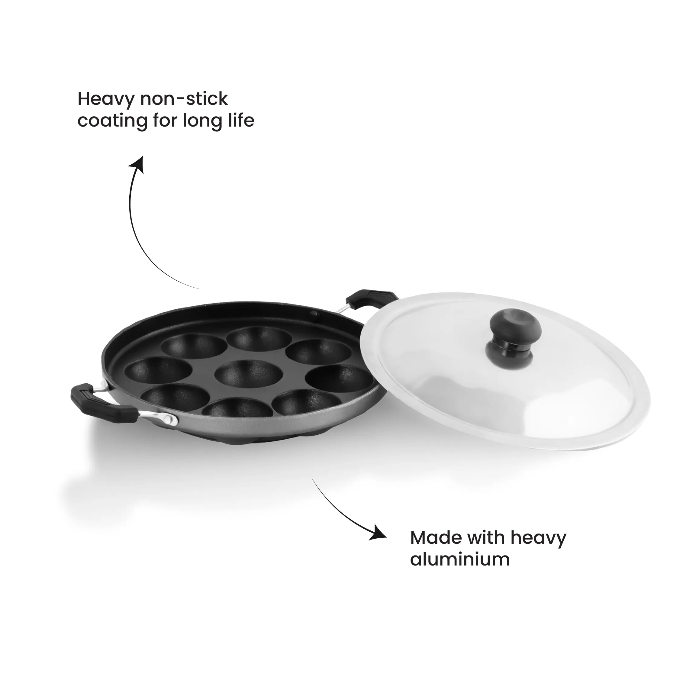 Superior Plus 9 Pit Paniyarakkal with Stainless Steel Lid - Master