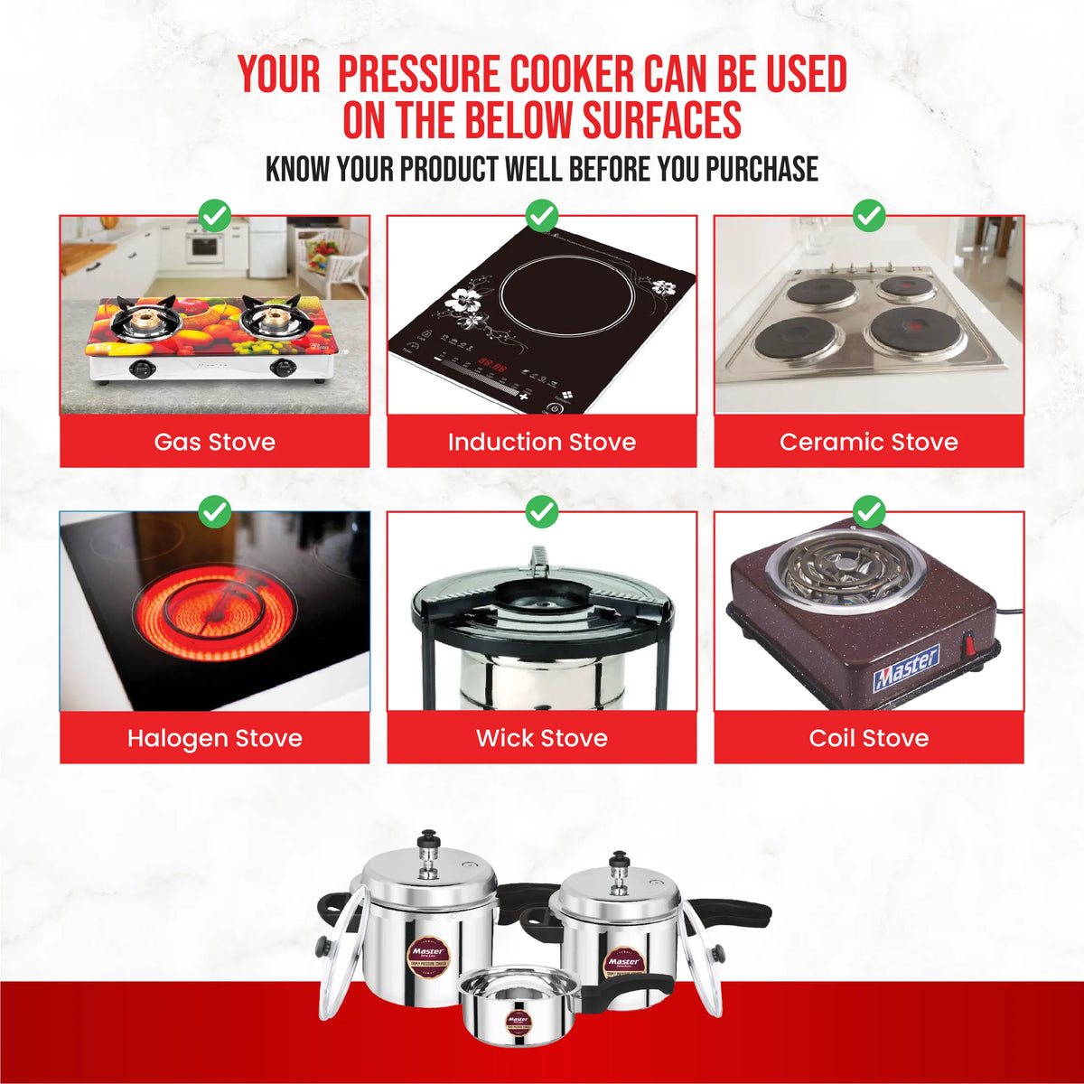 Trinamo Triplica Combo - 5L + 3L + 2L Pan - Induction Base - Master
