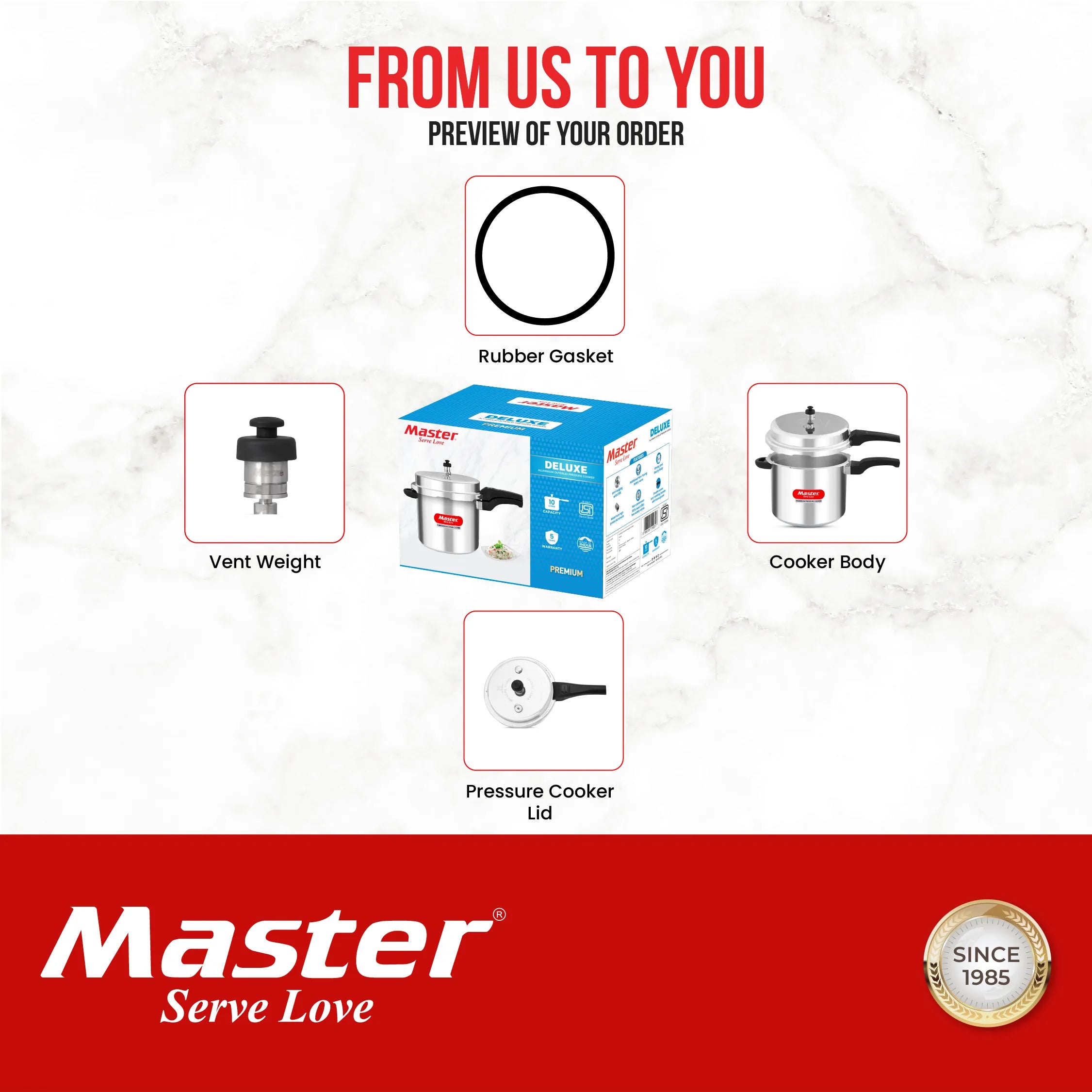 Deluxe 10L Aluminium Outer Lid - Heavy-Premium Pressure Cooker - Master