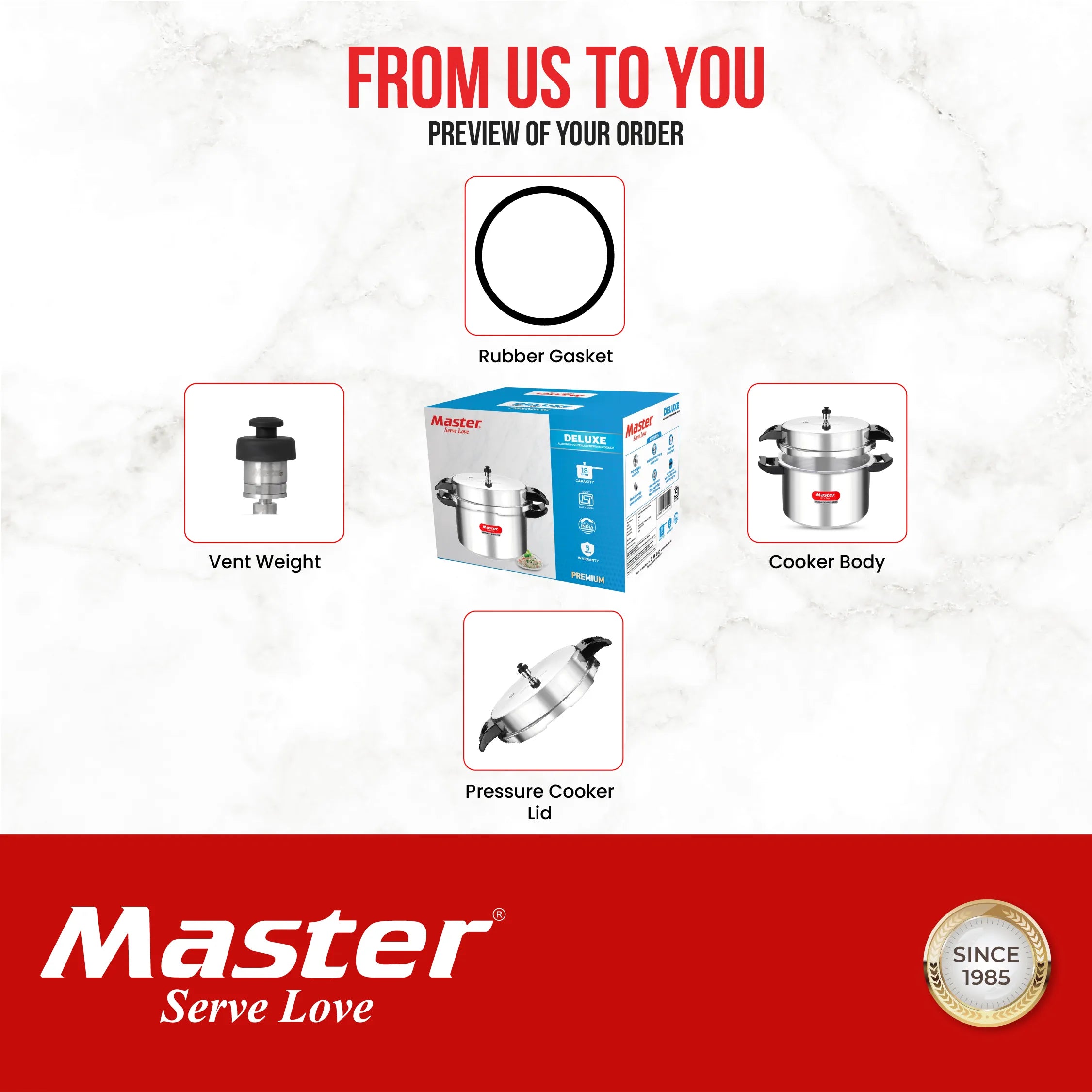 Deluxe 18L Aluminium Outer Lid - Heavy-Premium Pressure Cooker - Master