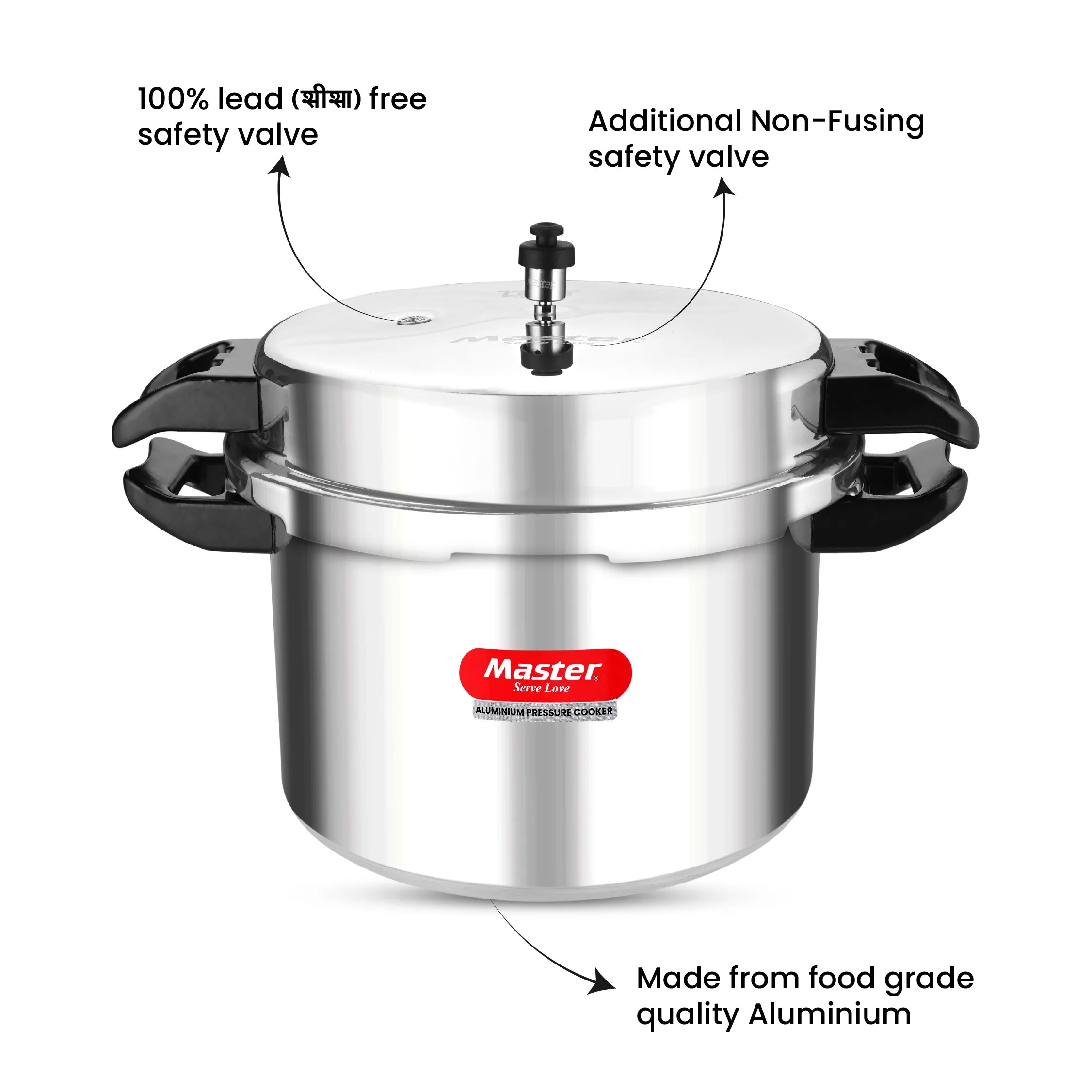 Deluxe 18L Aluminium Outer Lid - Heavy-Premium Pressure Cooker - Master
