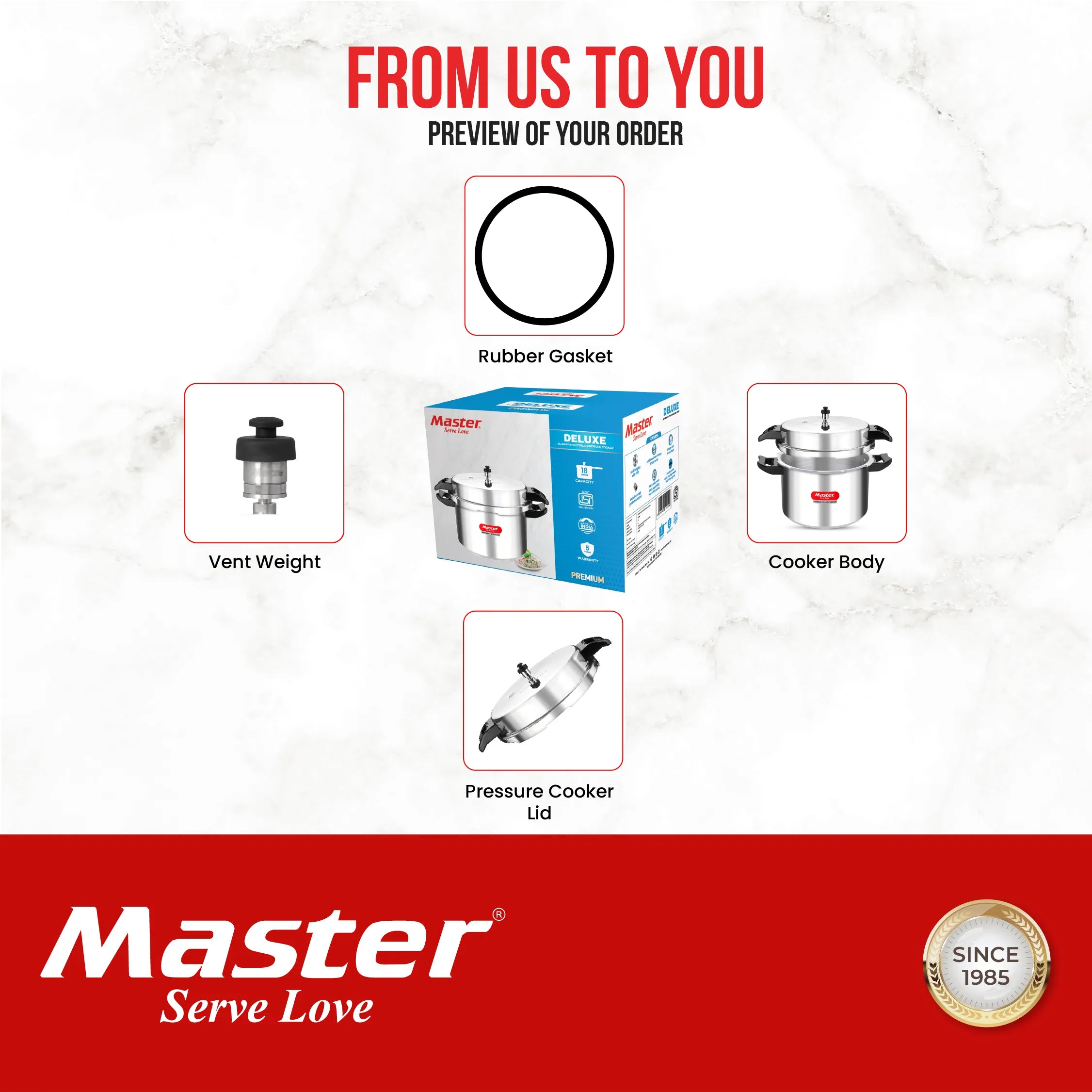 Deluxe 22L Aluminium Outer Lid - Heavy-Premium Pressure Cooker - Master