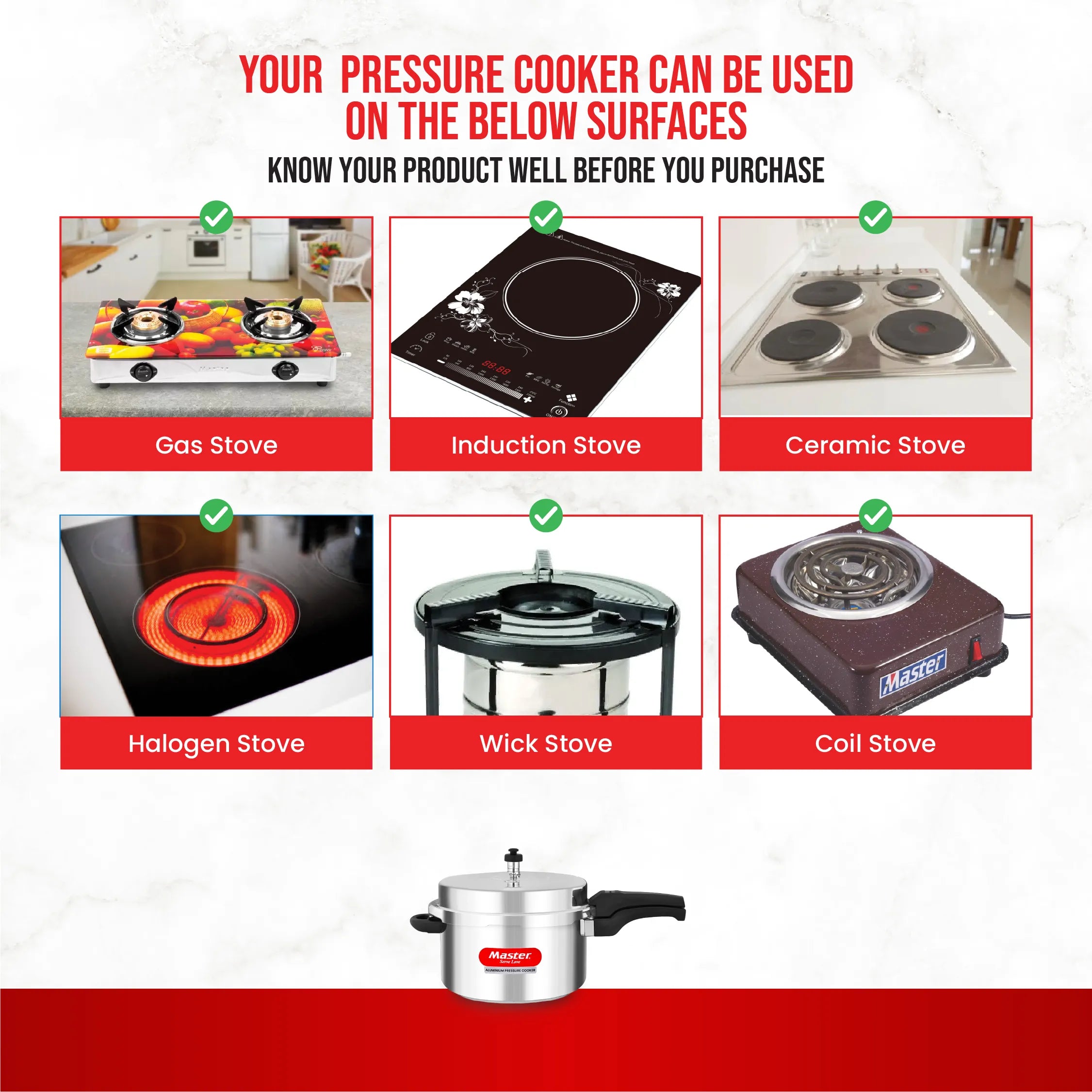 Deluxe 7.5L Aluminium Outer Lid - Heavy-Premium Pressure Cooker - Master