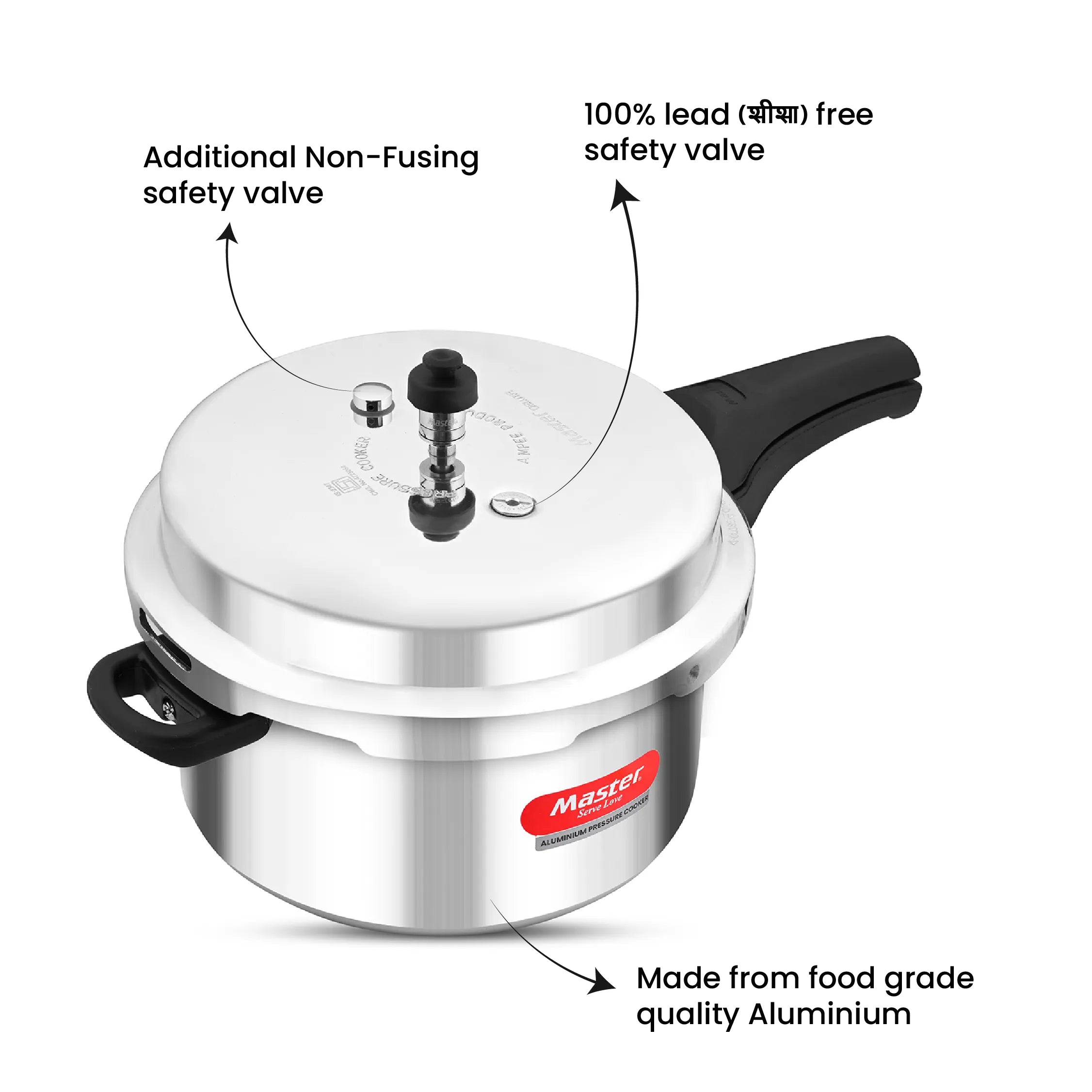Deluxe 7.5L Aluminium Outer Lid - Heavy-Premium Pressure Cooker - Master