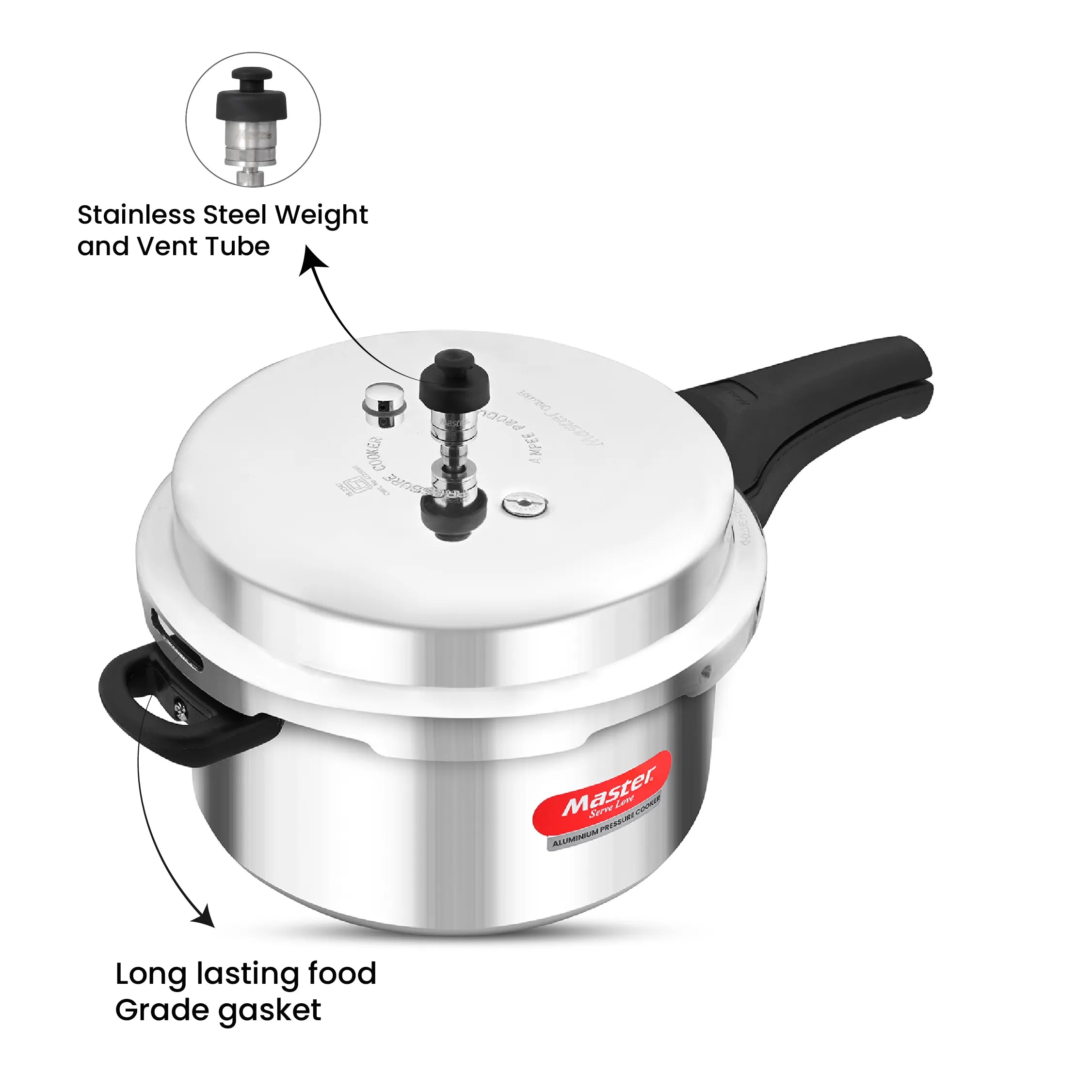 Deluxe 7.5L Aluminium Outer Lid - Heavy-Premium Pressure Cooker - Master