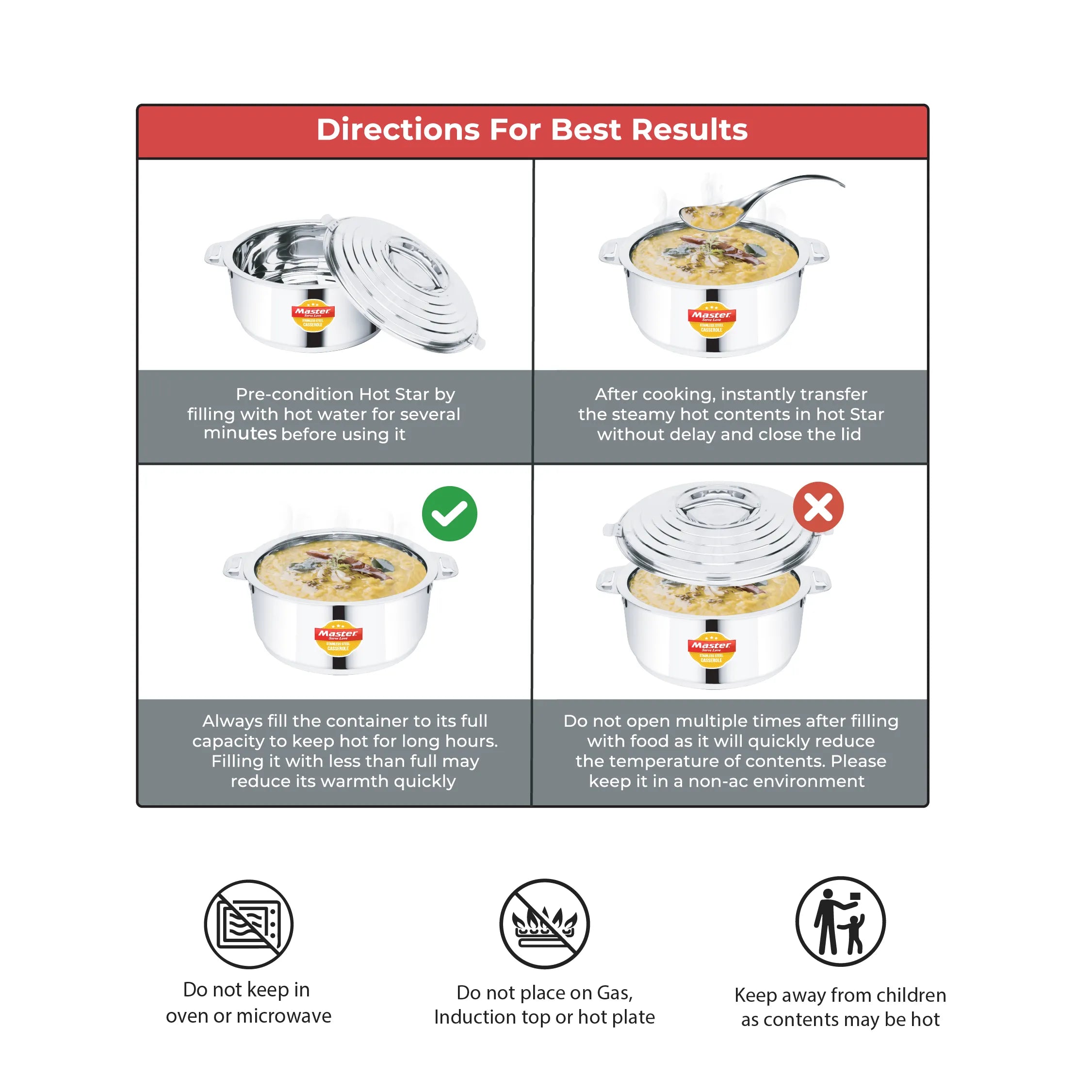 HotStar 2.5L Stainless Steel Casserole - Master