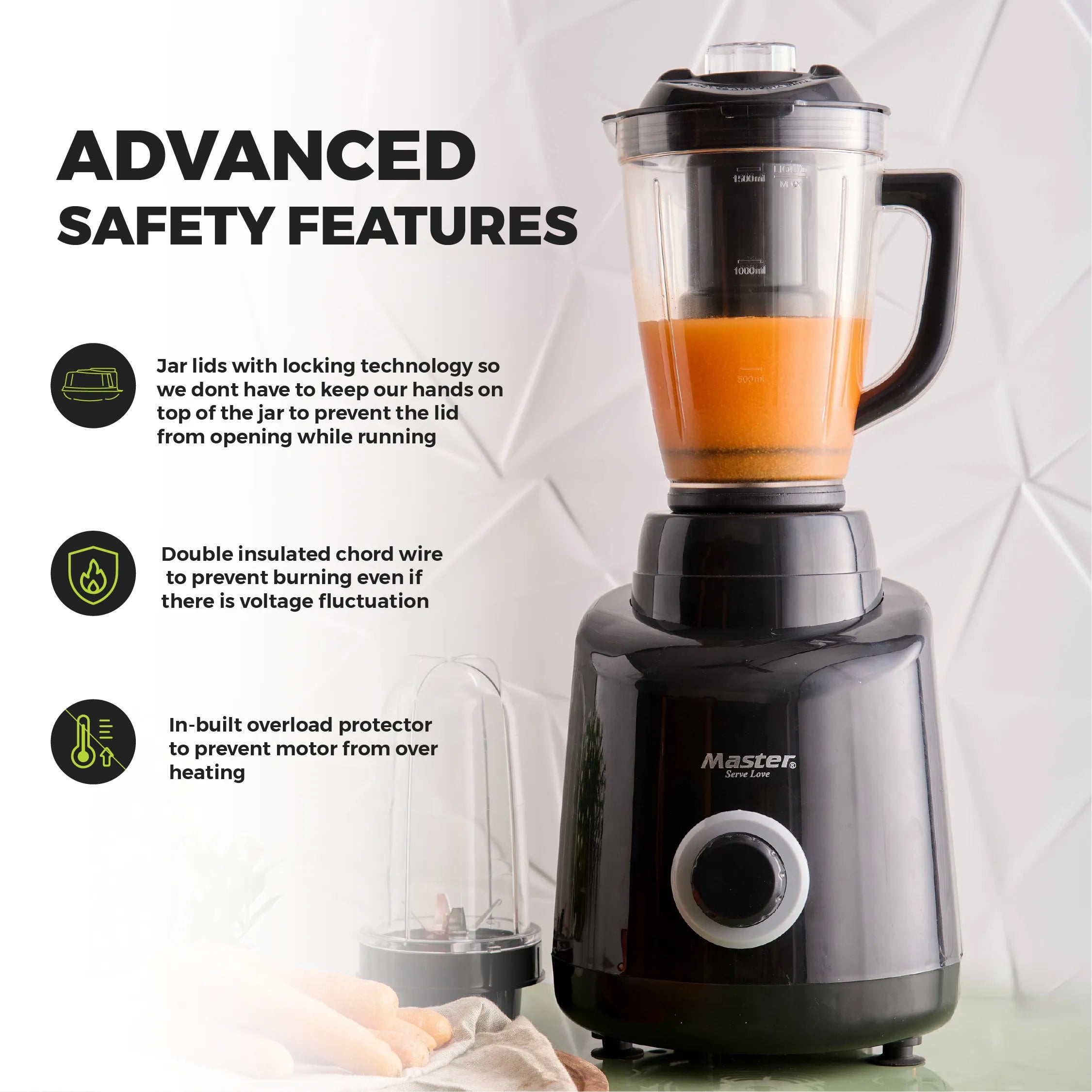 Wonder 850 W Mixer Grinder with 5 Jars (Grey) - Master