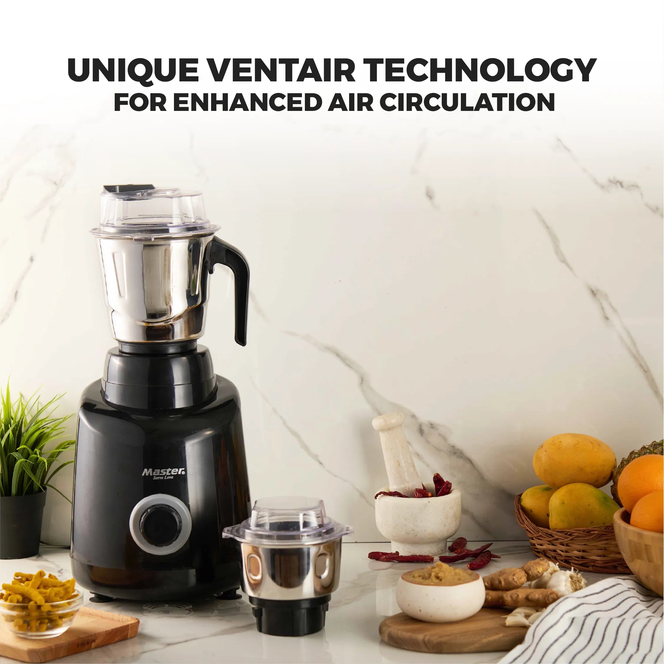 Wonder 850 W Mixer Grinder with 5 Jars (Grey) - Master