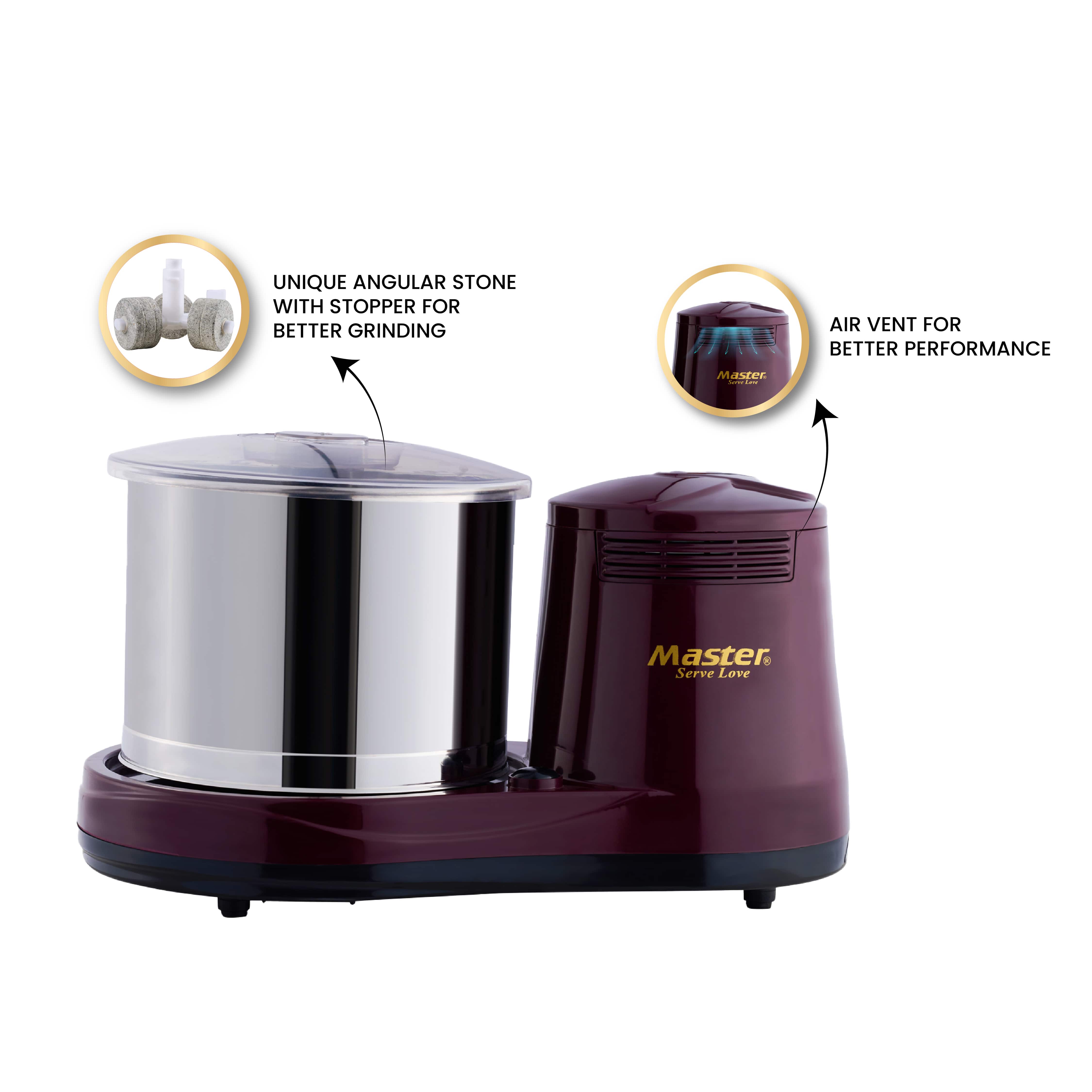 Dynamo Plus Table Wet Grinder Top 3 Stone - 2 Litres - Master