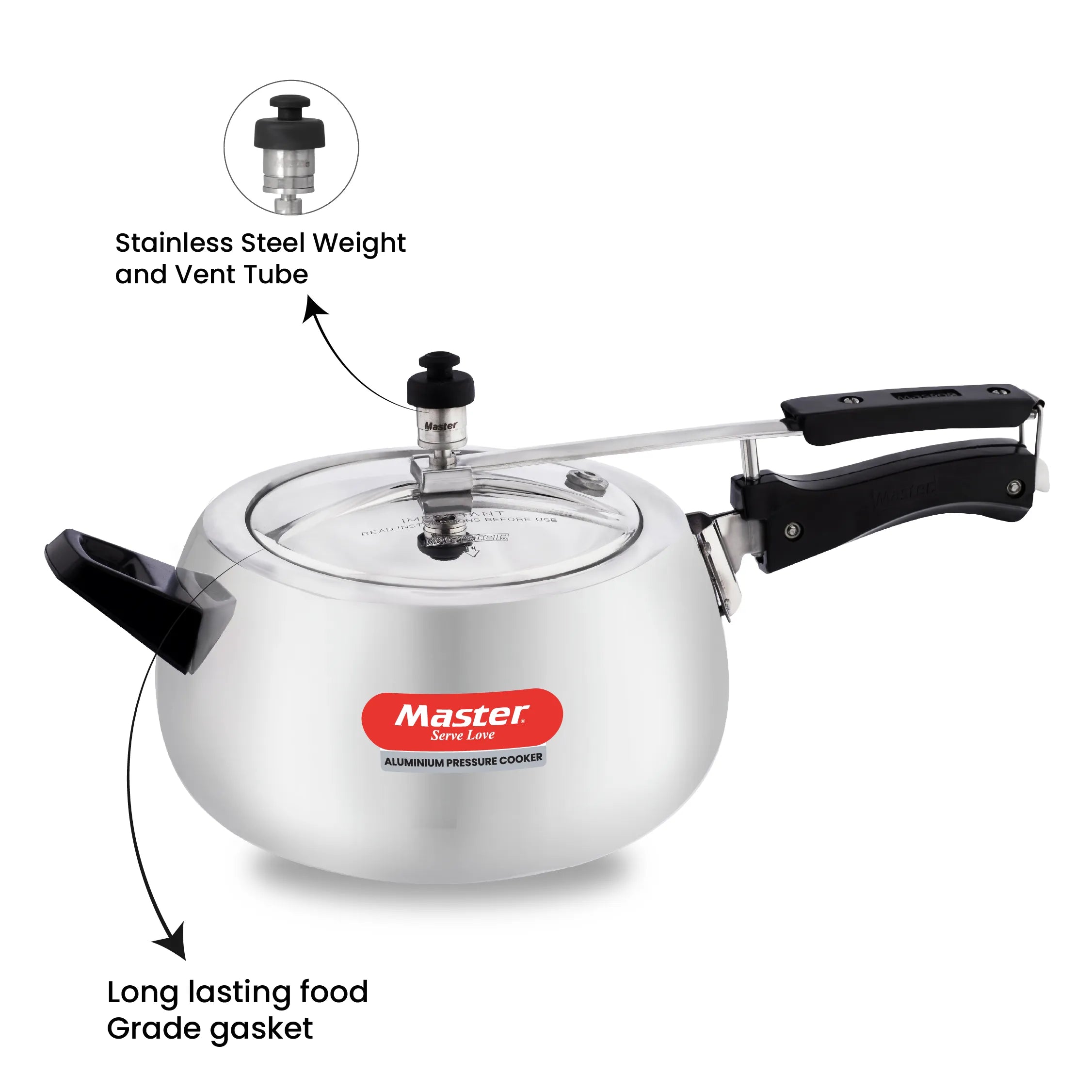 Marvella 5L Aluminium Inner Lid Pressure Cooker - Induction Base