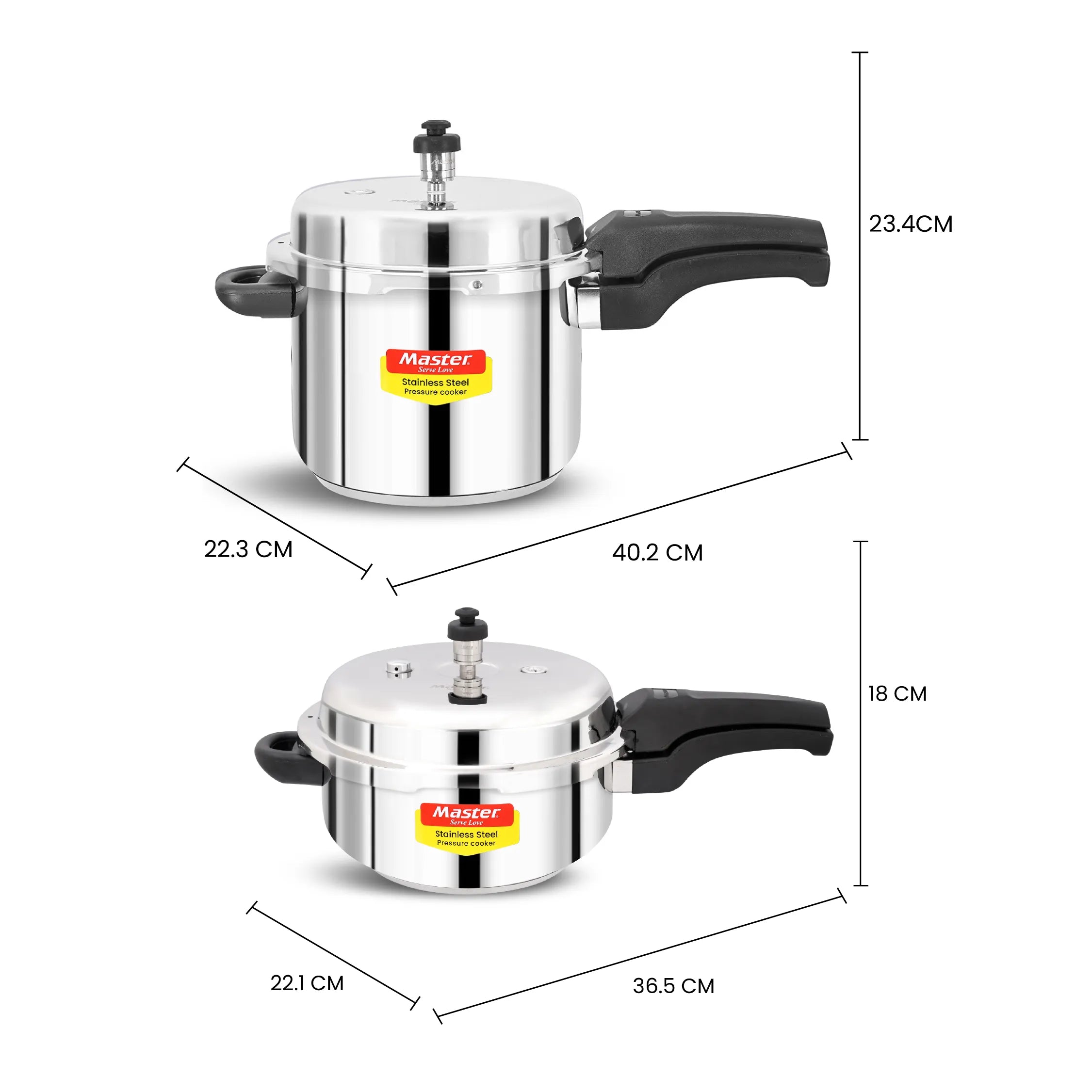 Smart Stainless Steel Outer Lid Pressure Cooker Combo - 5L + Junior Pan - Induction Base