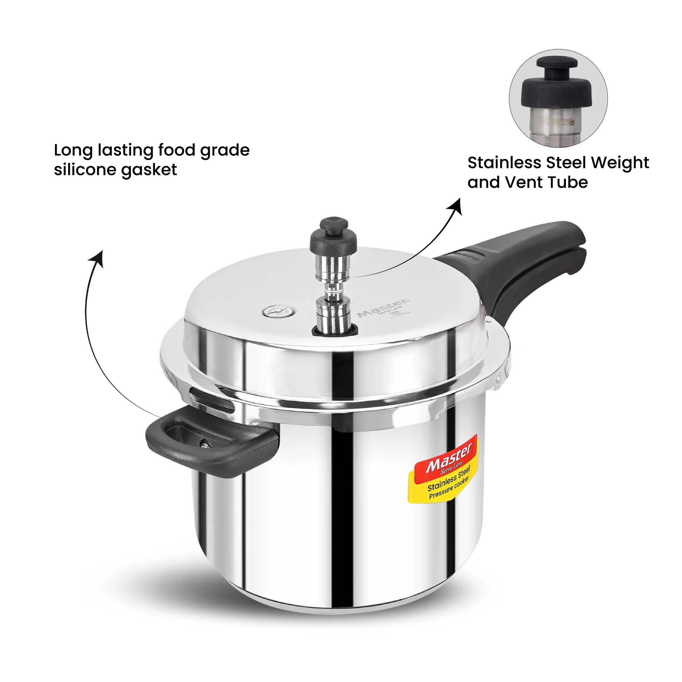 Smart Stainless Steel Outer Lid Pressure Cooker Combo - 5L + Junior Pan - Induction Base