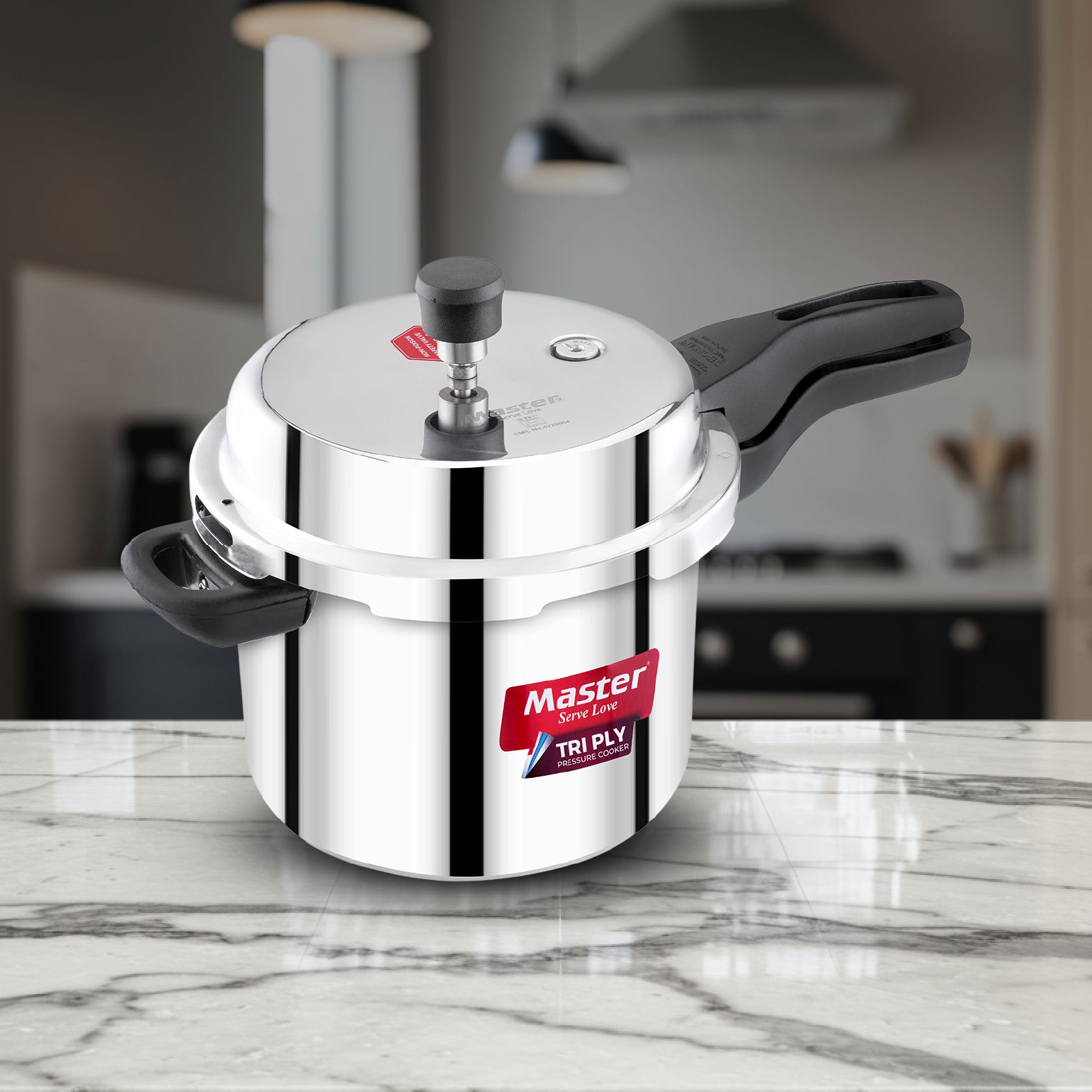 Trinamo 5L Outer Lid Tri Ply Pressure Cooker - Induction Base - Master