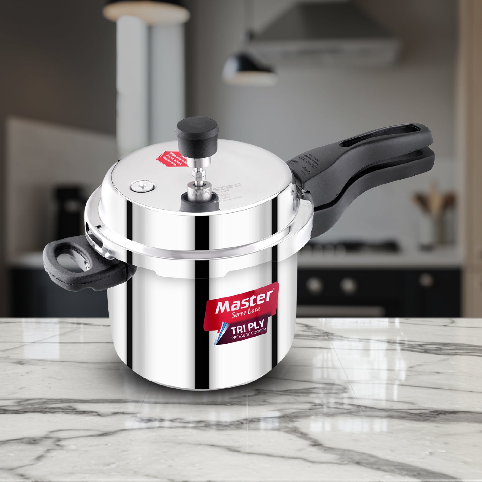 Trinamo 3L Outer Lid Tri Ply Pressure Cooker - Induction Base - Master