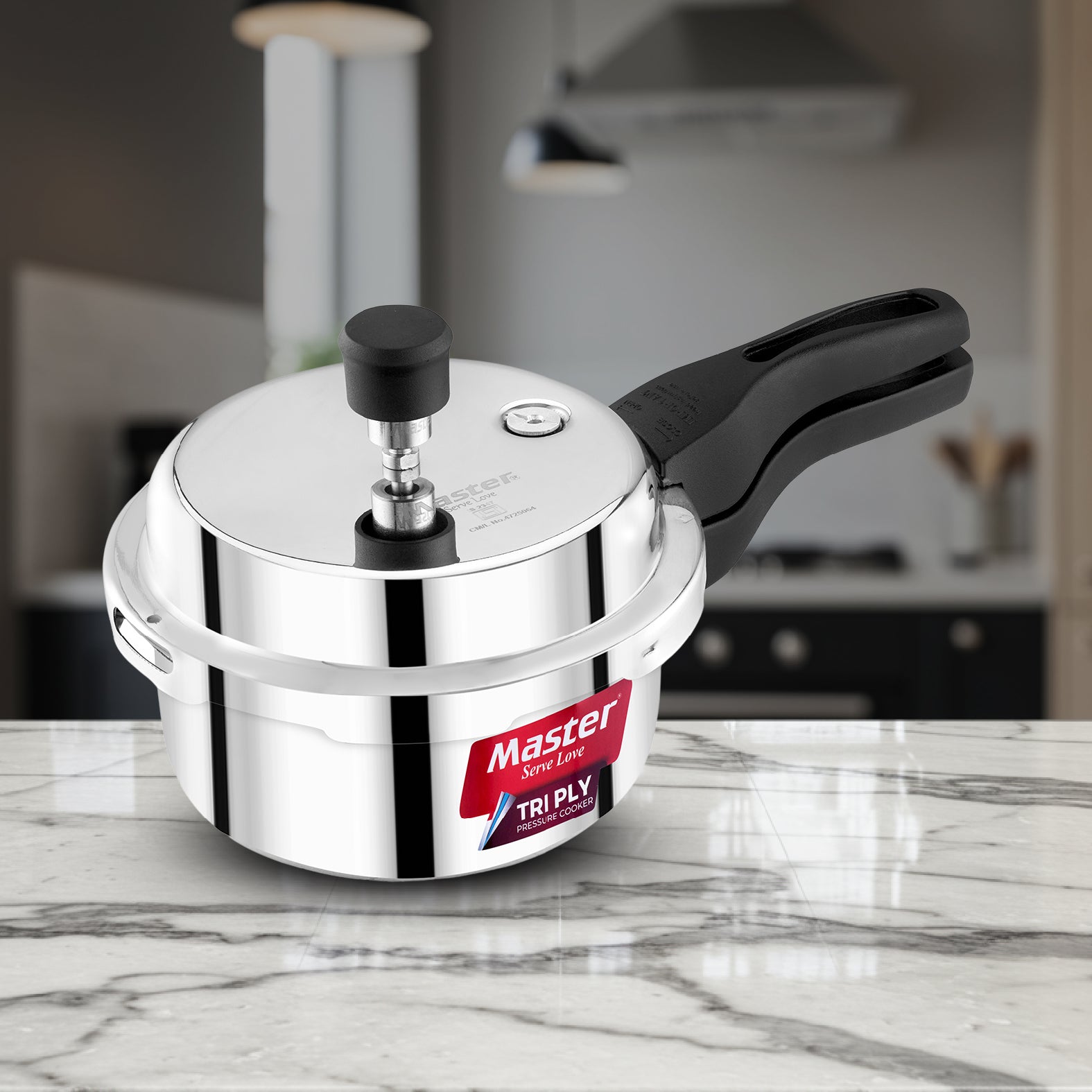 Trinamo 2L Outer Lid Tri Ply Pressure Cooker - Induction Base - Master