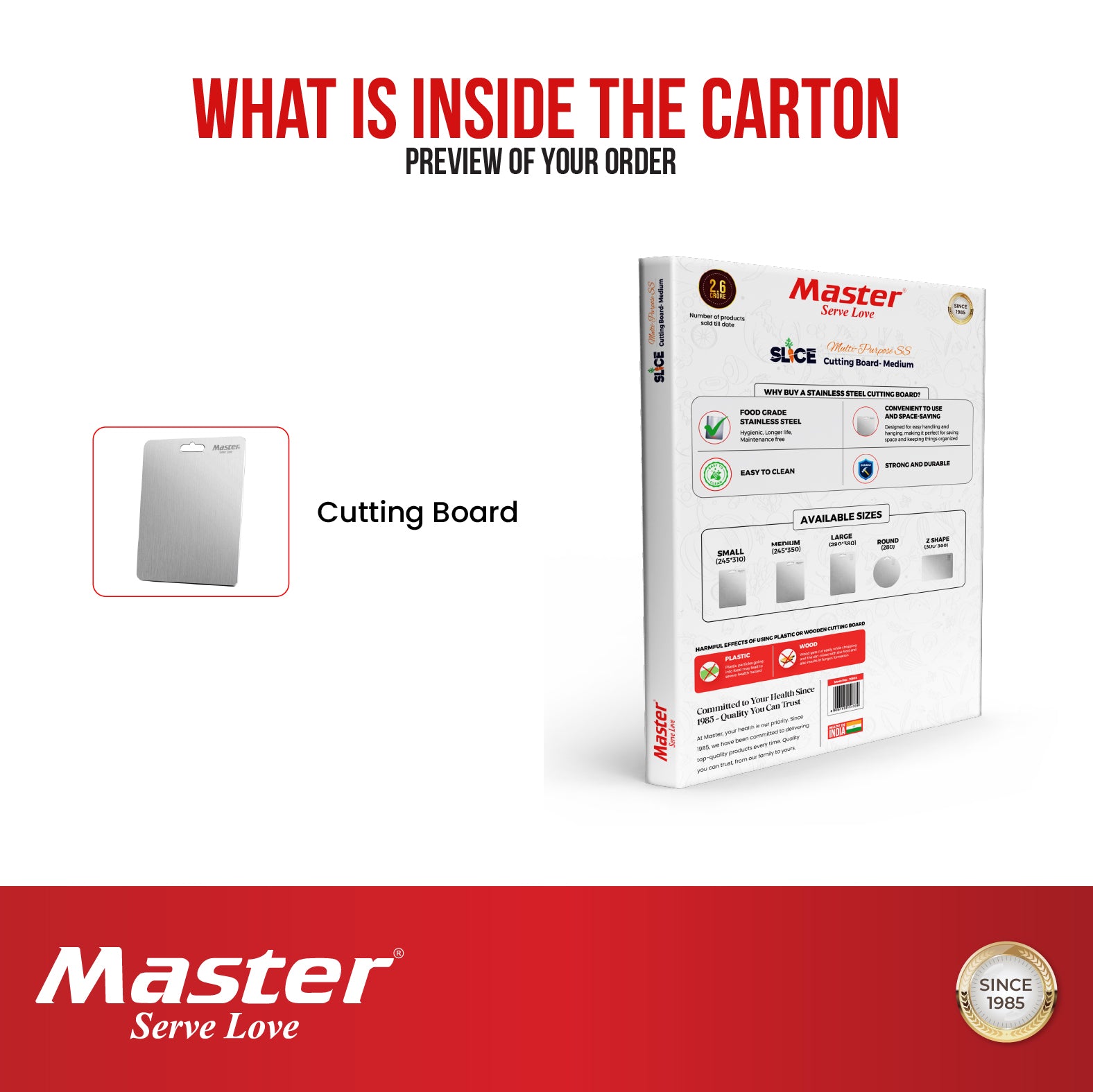 Slice Stainless Steel Cutting Board - Medium - Master
