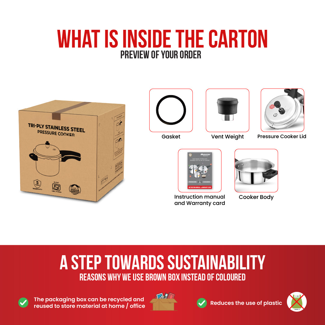 Triplica 3L Triply Outer Lid Junior Pressure Pan - Induction Base - Master