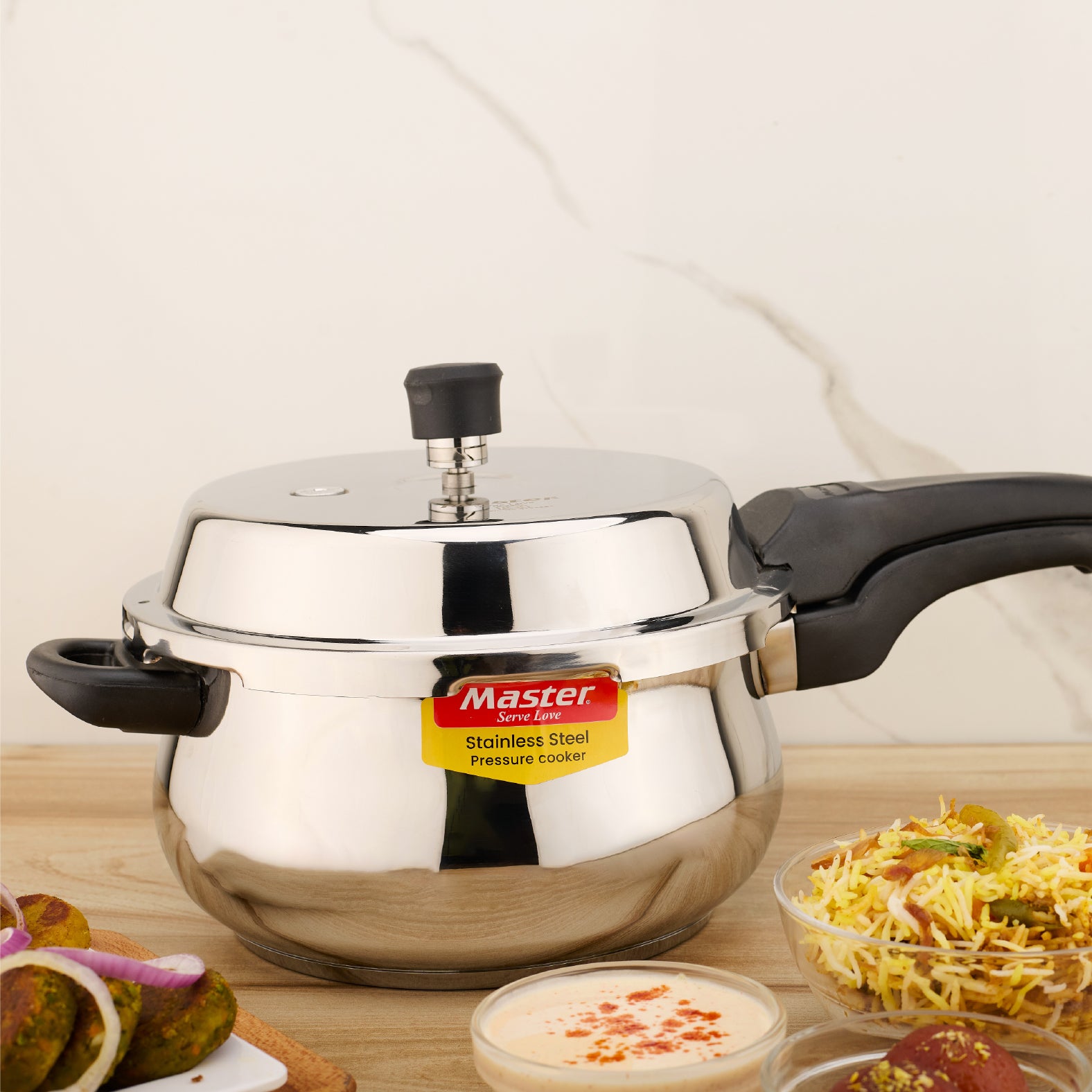 Nexa 5.5L Stainless Steel Outer Lid Handi Pressure Cooker - Induction Base - Master