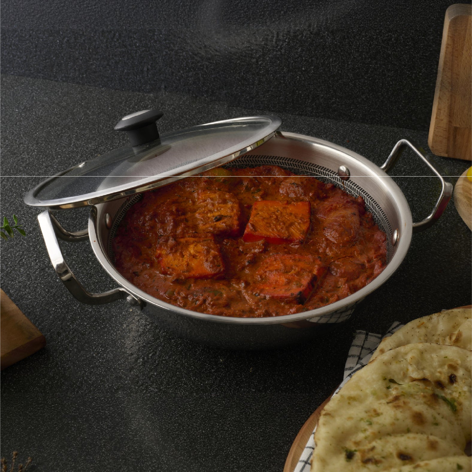 Titan Pro 24cm Kadai with Glass Lid - Master