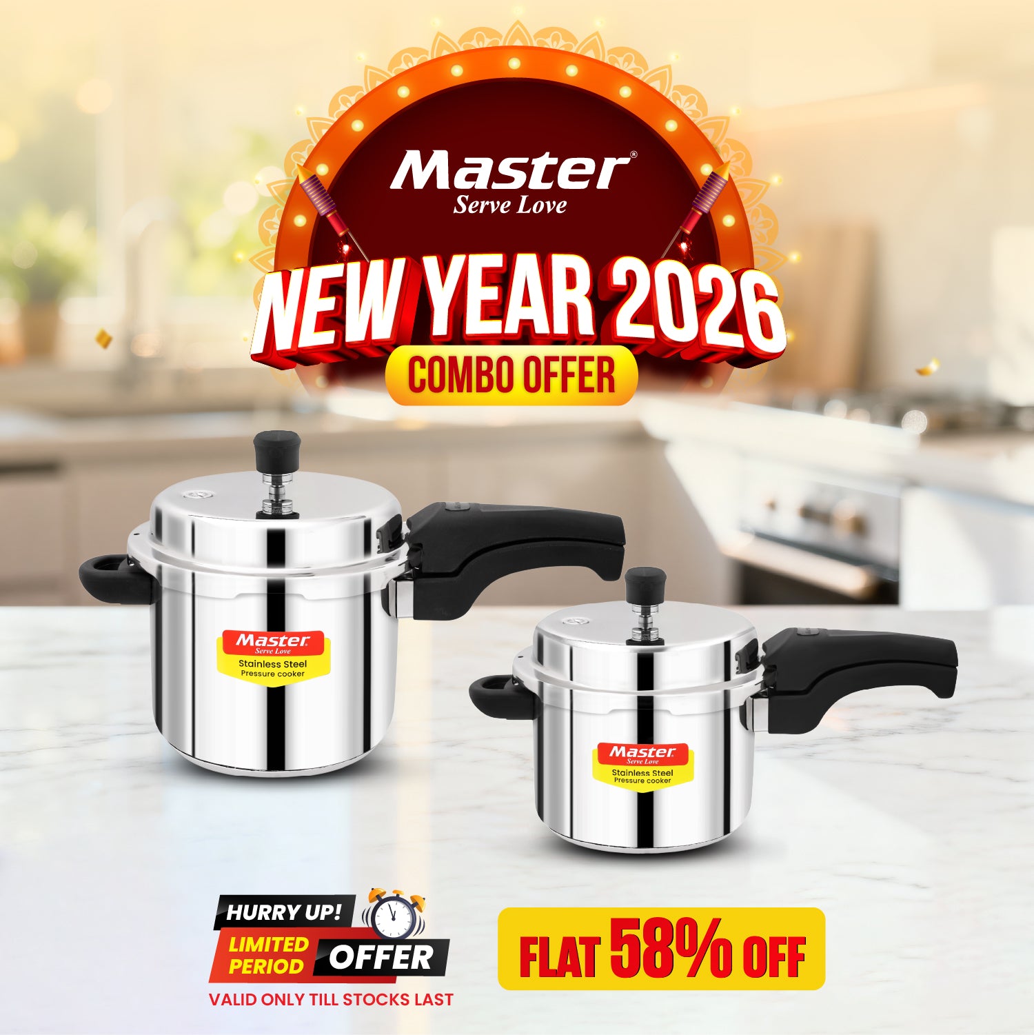 Smart Stainless Steel Outer Lid Pressure Cooker Combo – 3L + 5L