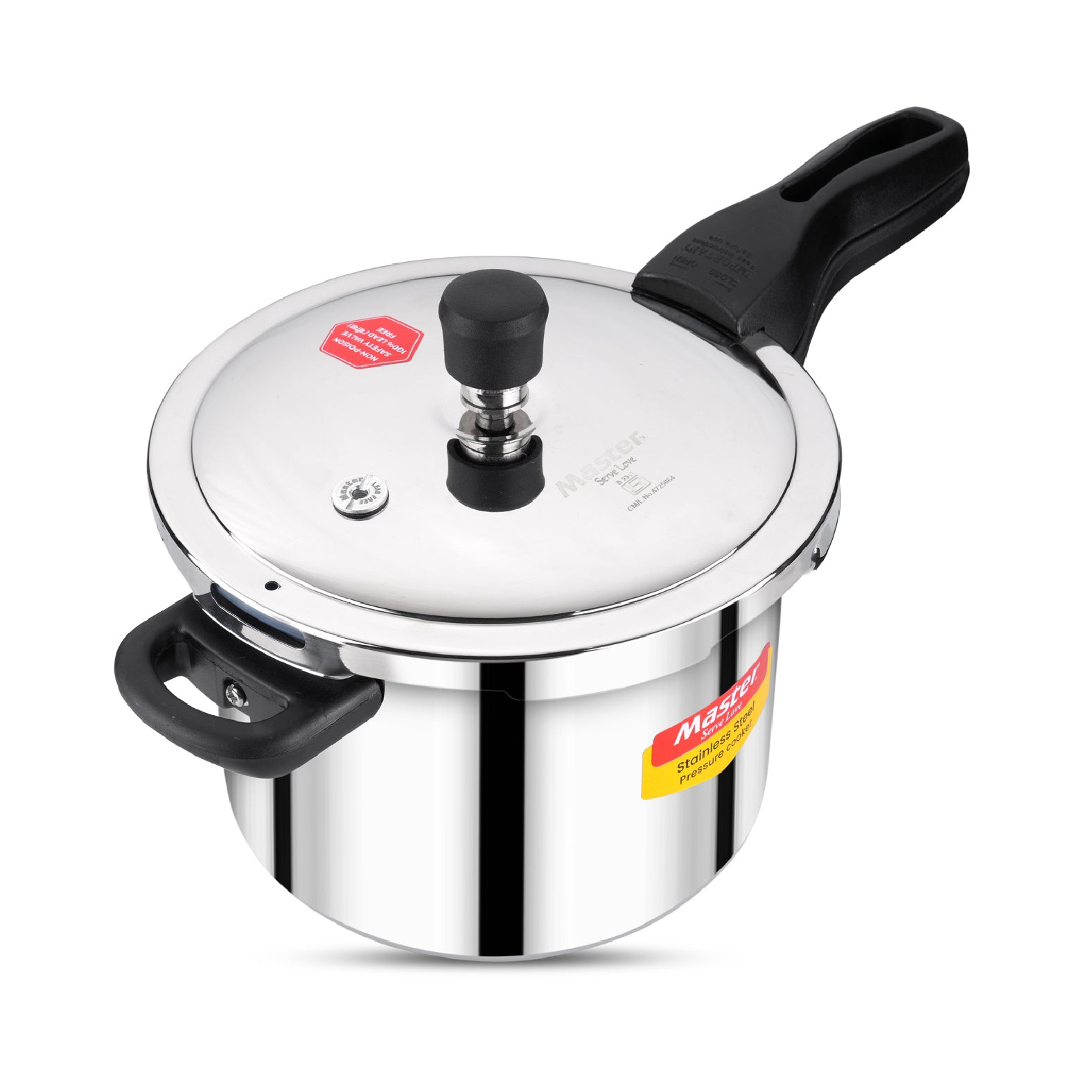 Amora 5L Stainless Steel Flat Outer Lid Pressure Cooker - Induction Base