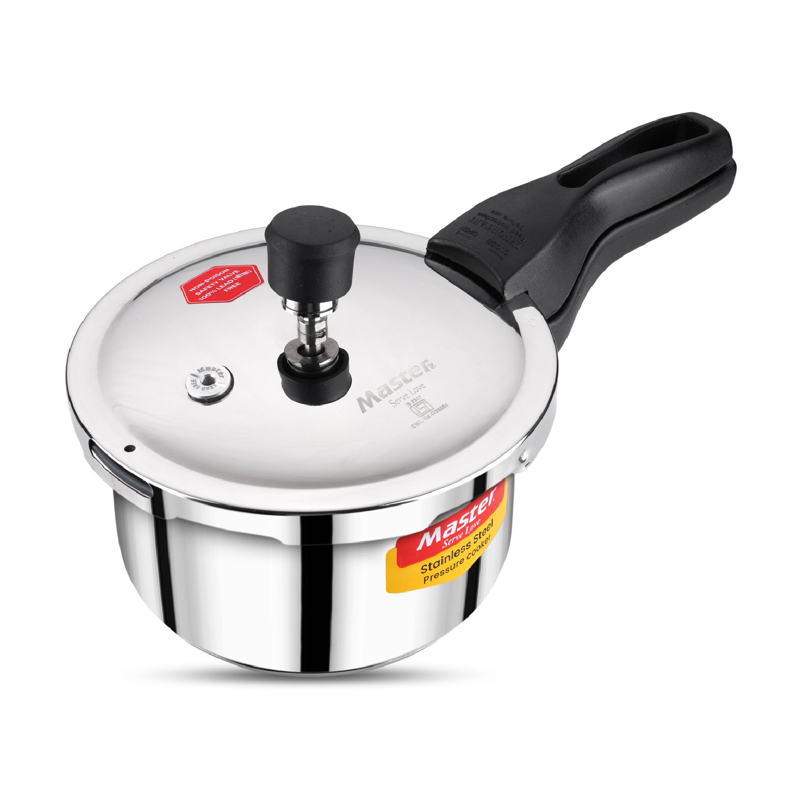 Amora 2L Stainless Steel Flat Outer Lid Pressure Cooker - Induction Base