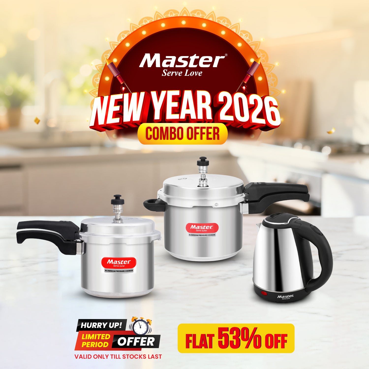 Popular 3L + 5L Aluminium Outer Lid Pressure Cooker (IB) + Hydropot 1.5L Electric Kettle