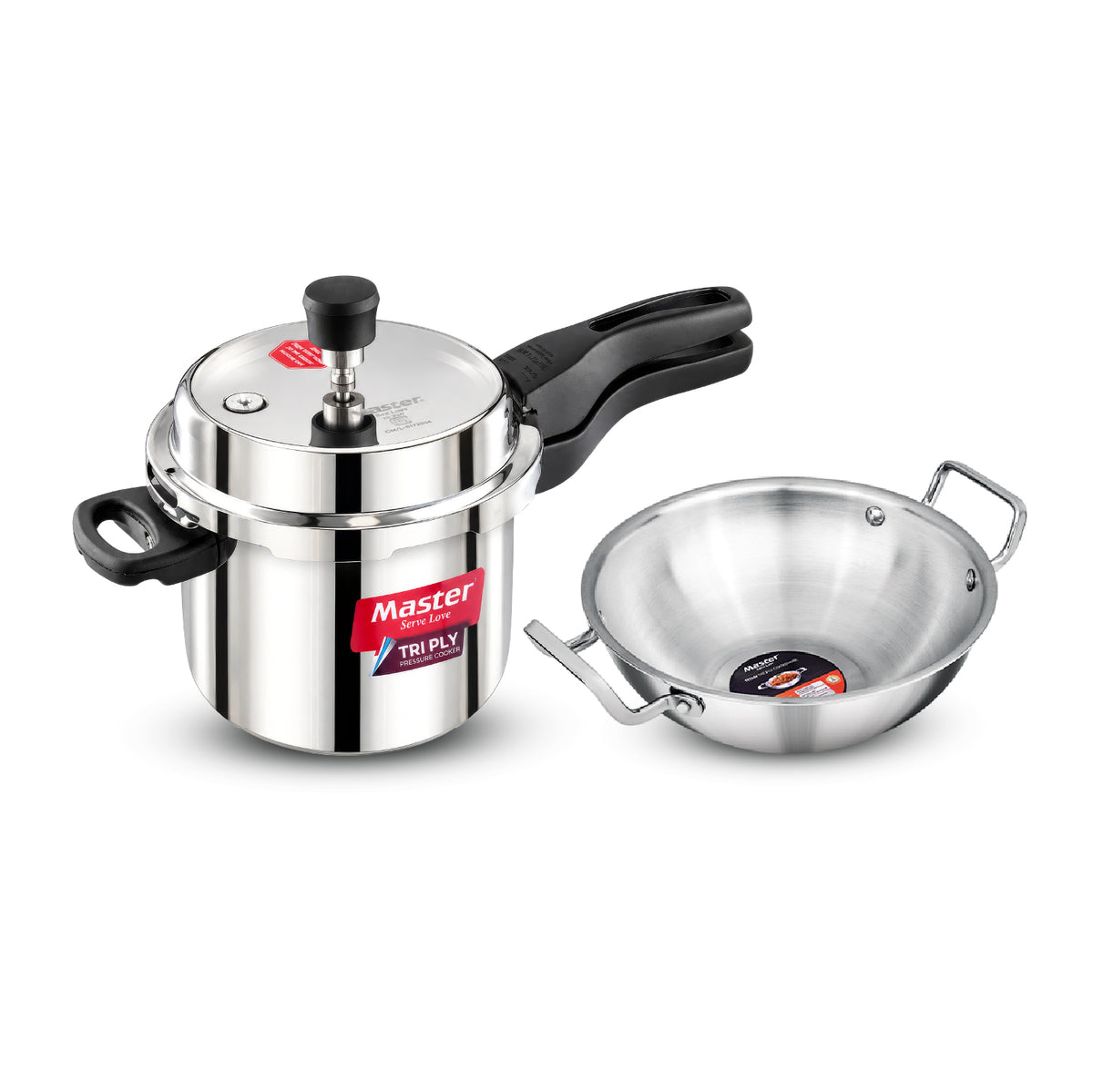 TitanMax Duo Tri-Ply Pressure Cooker – 3 L + 24 cm Triply Kadhai (Without Lid)