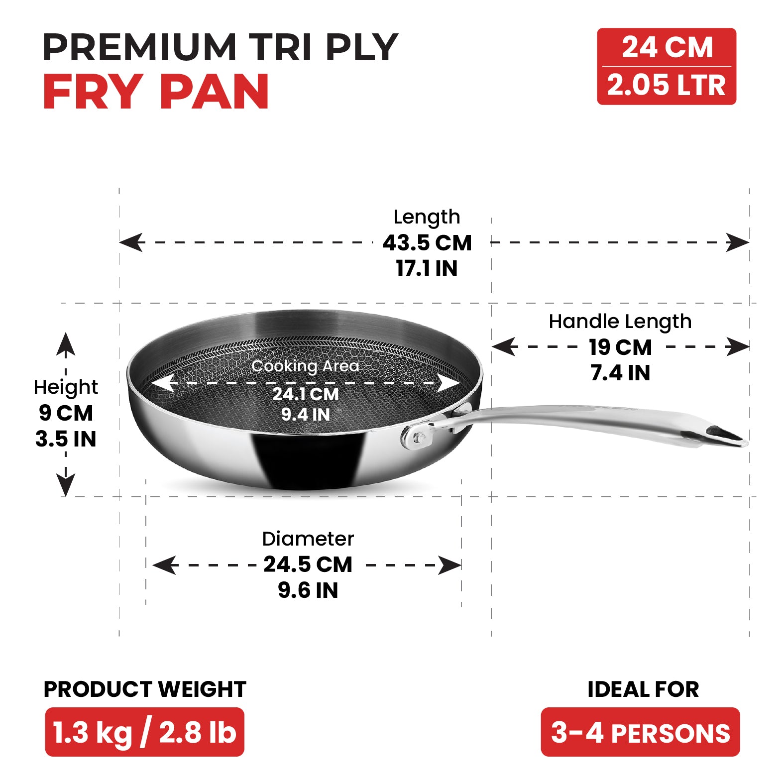 Titan Pro 24cm Frypan with Glass Lid - Master