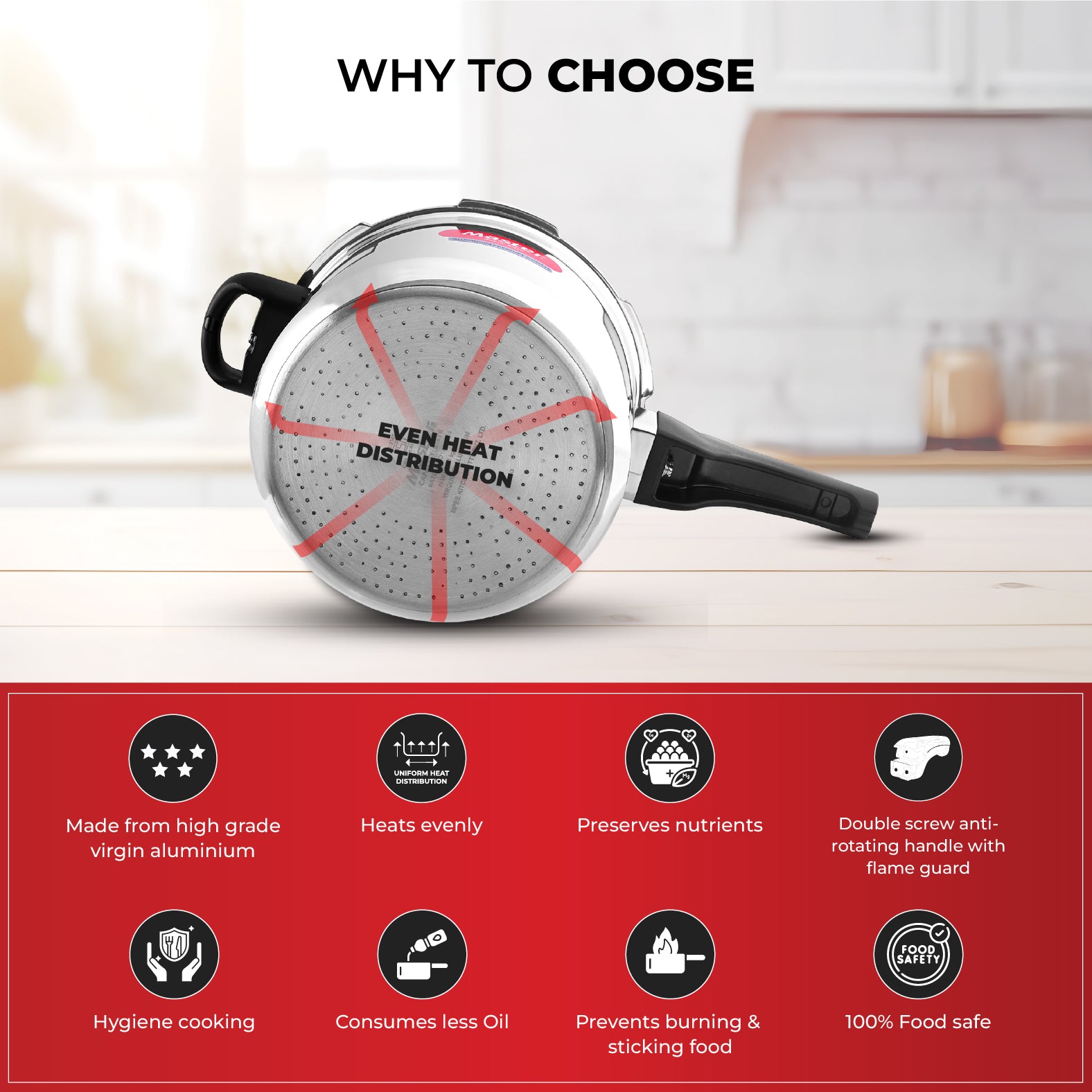 Deluxe 5L Aluminium Outer Lid - Heavy-Premium Pressure Cooker